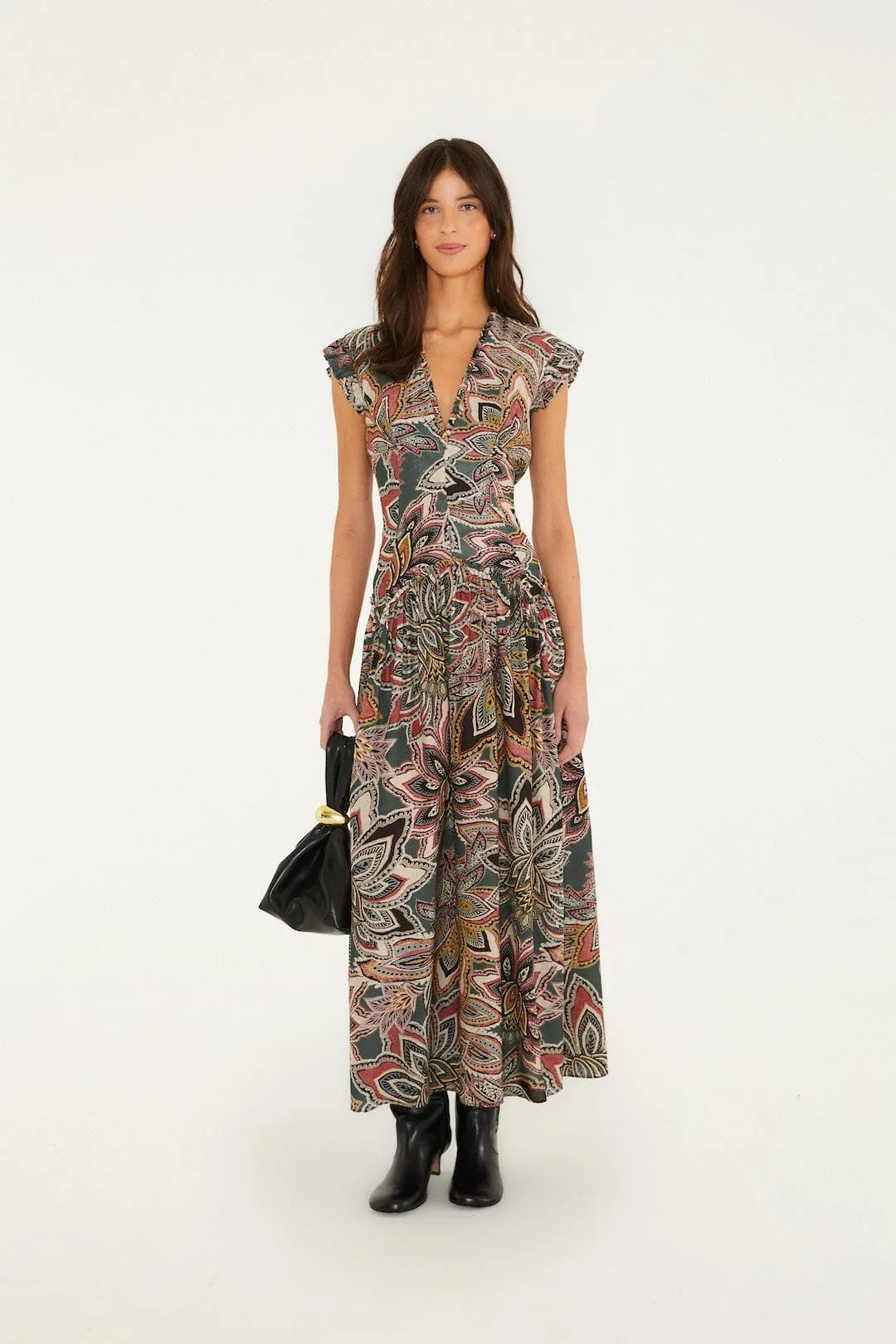Tapestry Flowers Sleeveless Maxi Dress