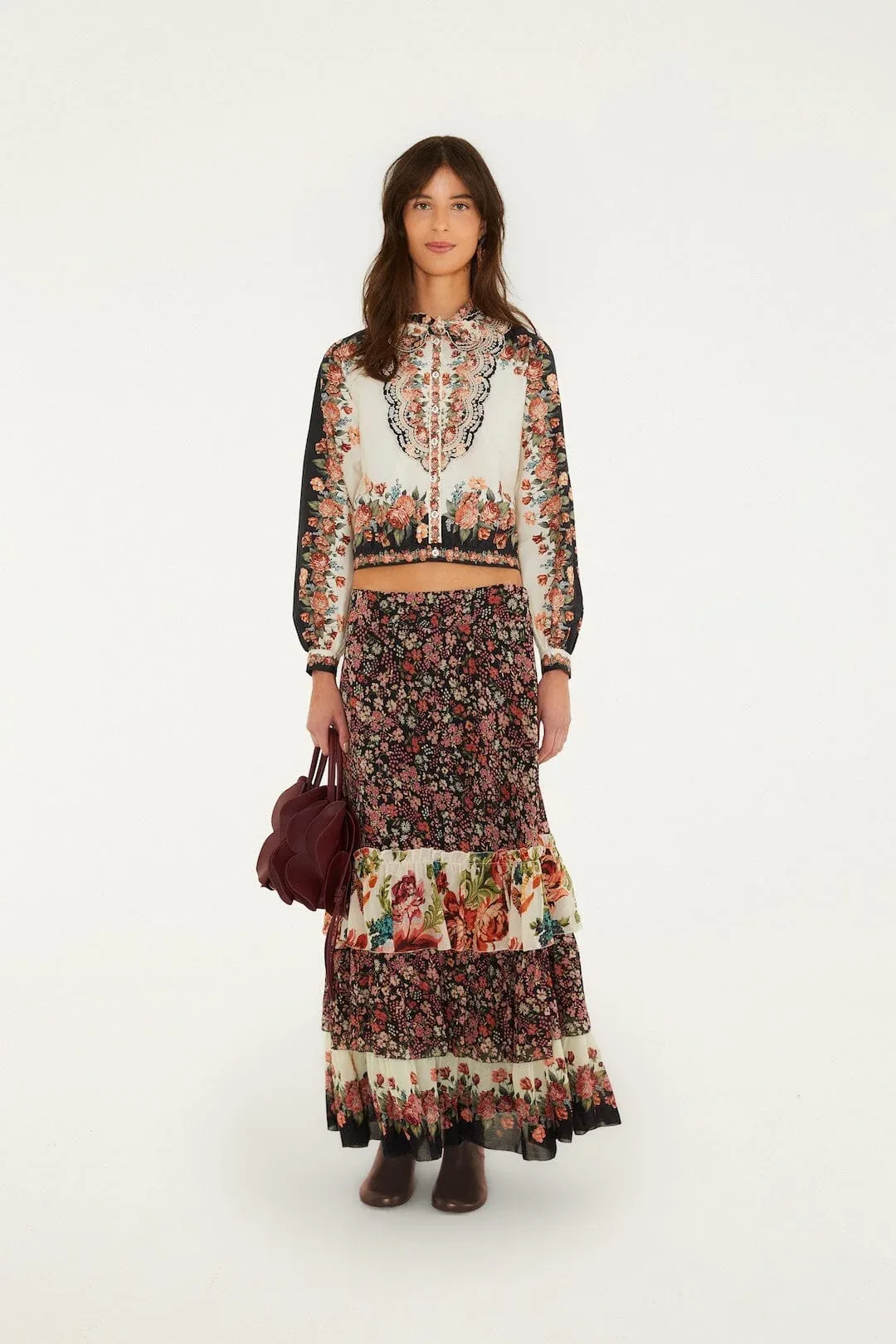 Tiny Garden Mixed Prints Maxi Skirt by FARM Rio