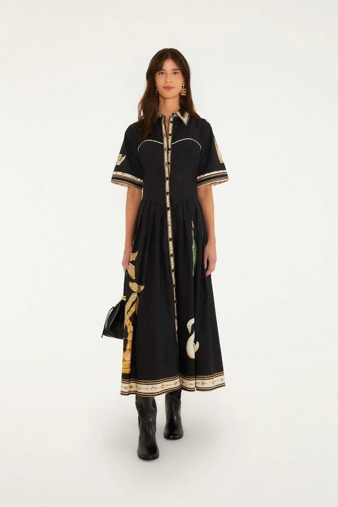 Vintage Souvenirs Buttoned Midi Dress by FARM Rio