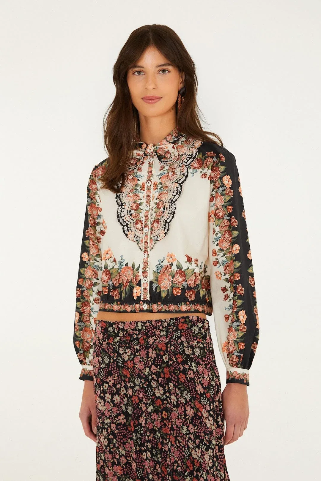 Winter Floral Long Sleeve Shirt by FARM Rio