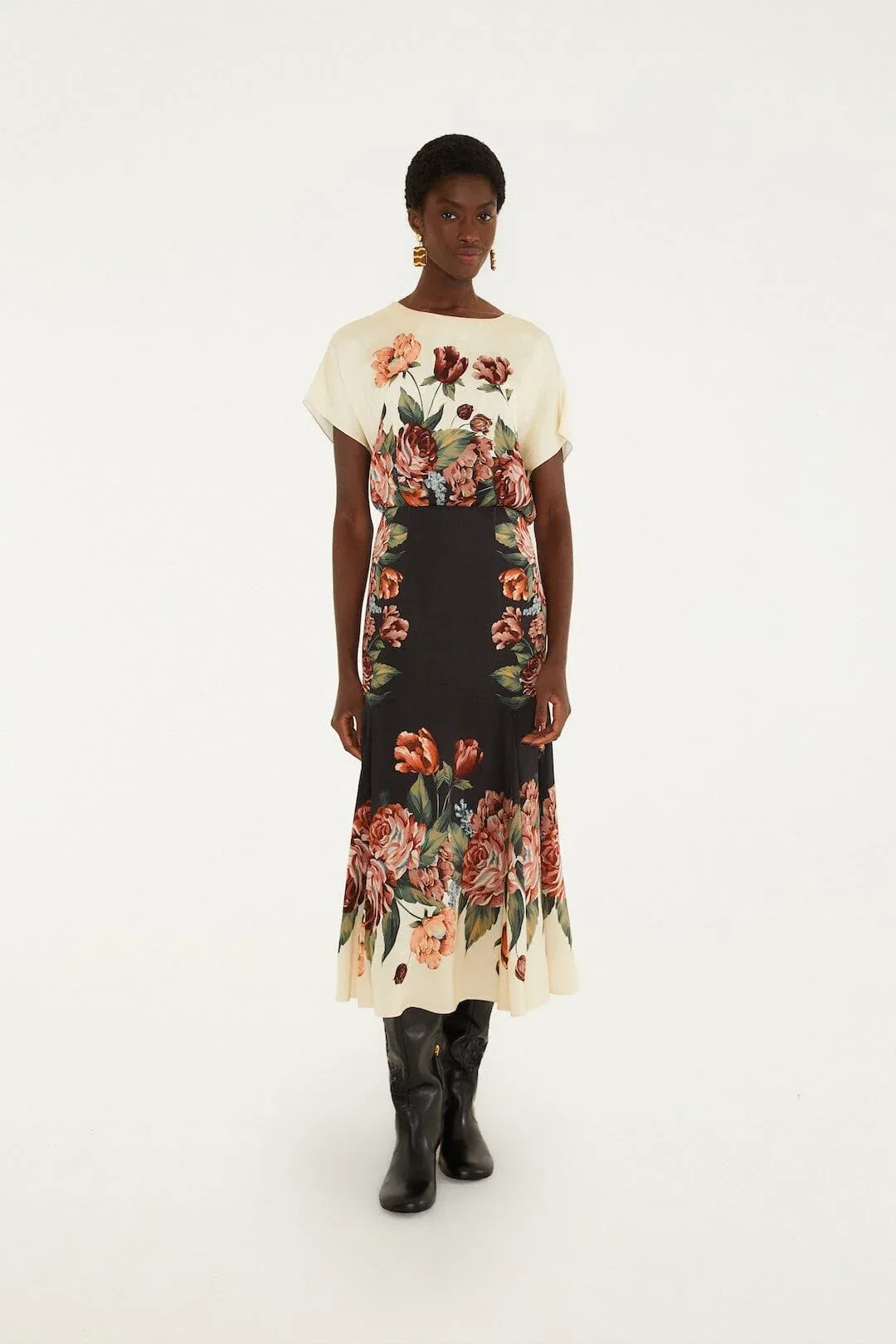 Winter Floral Short Sleeve Maxi Dress by FARM Rio