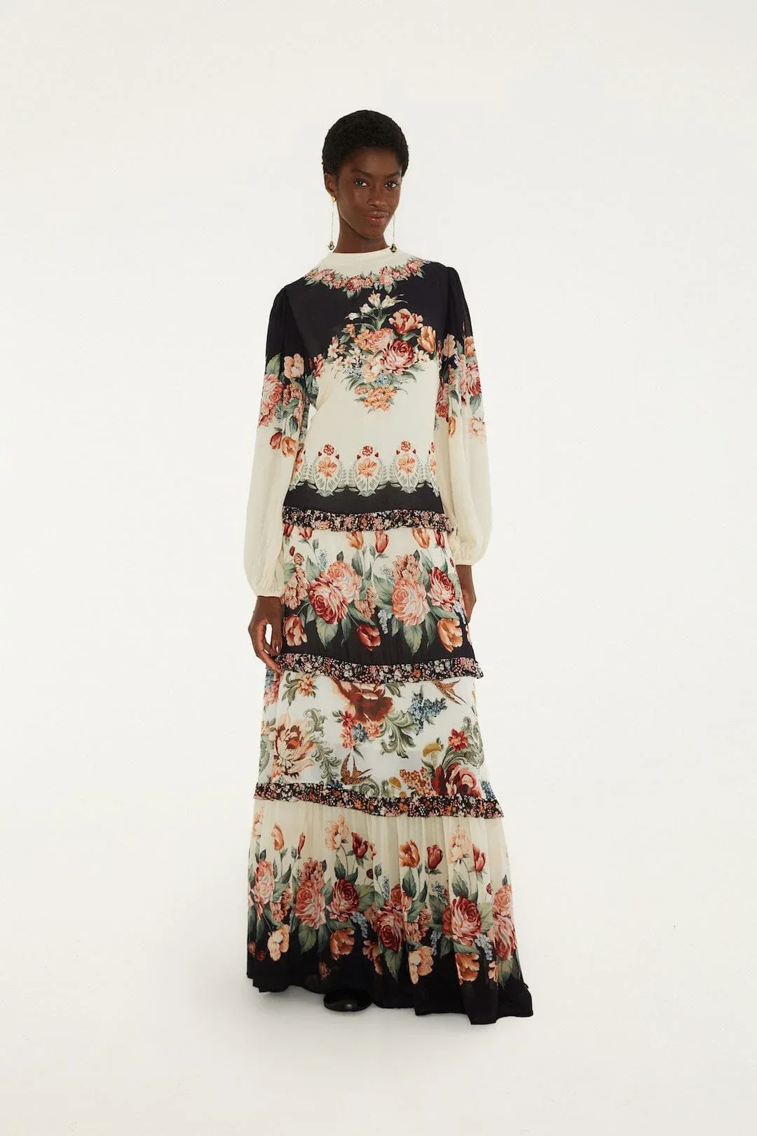 Winter Floral Long Sleeve Maxi Dress by FARM Rio