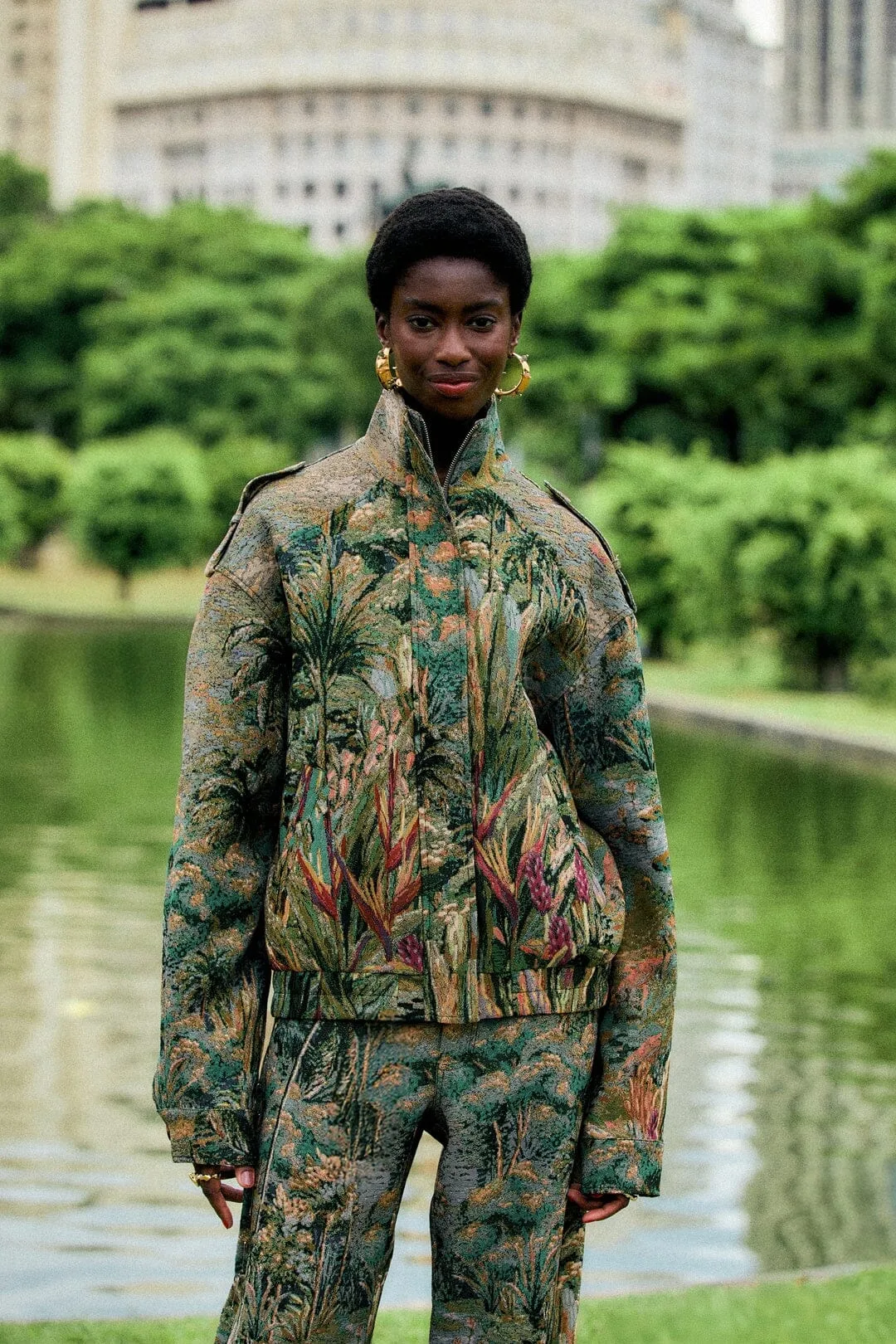 Petricor High Neck Jacquard Jacket by FARM Rio