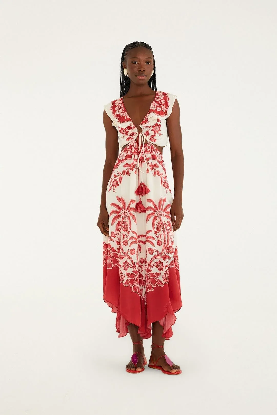 Guanacaste Cut-Out Waist Sleeveless Midi Dress by FARM Rio