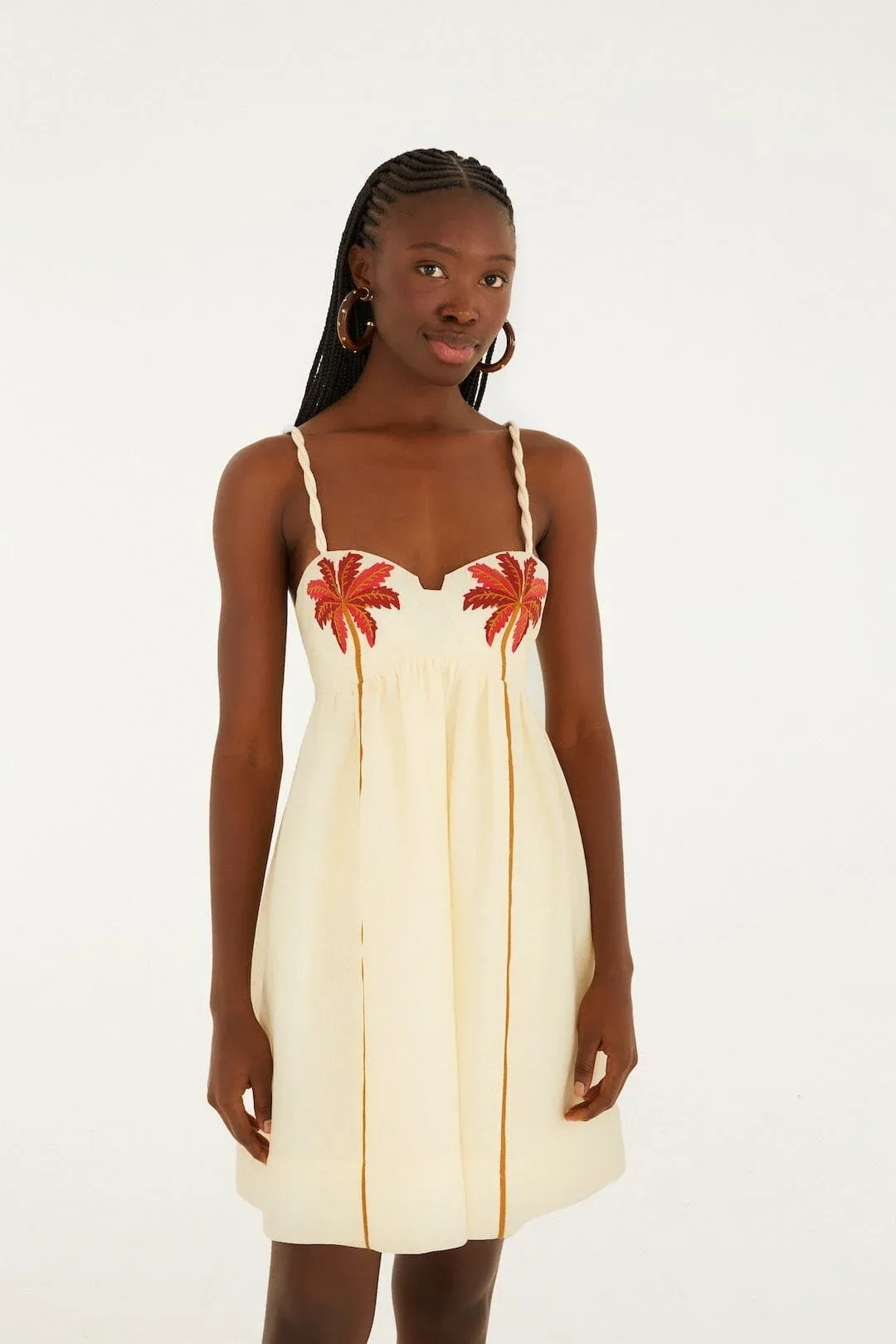 Coconut Tree Embroidered Mini Dress by FARM Rio