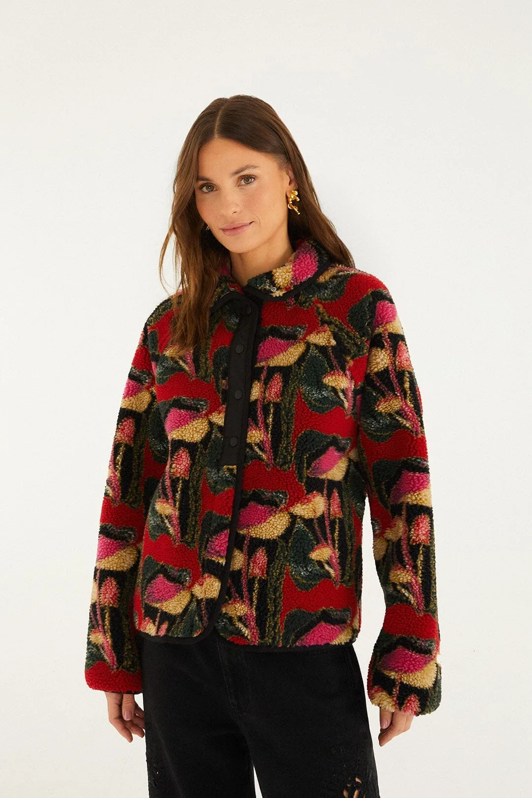 Wild Mushrooms Fleece Bomber Jacket by FARM Rio