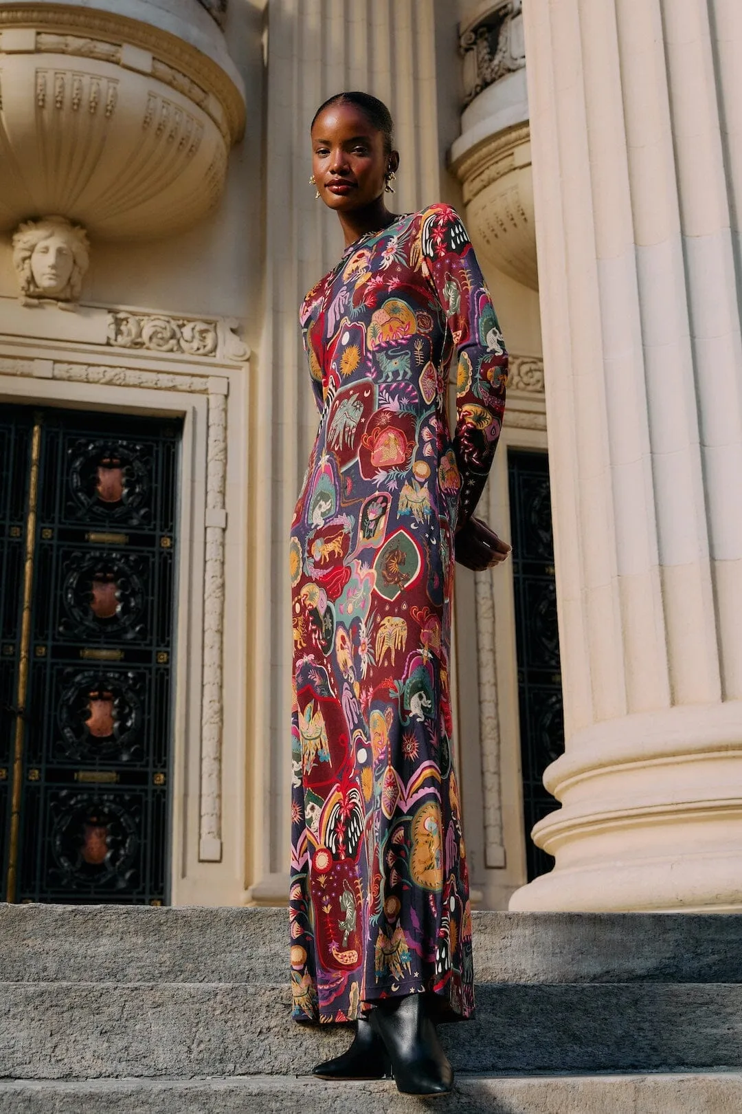 Artsy Surreal Land Long Sleeve Maxi Dress by FARM Rio