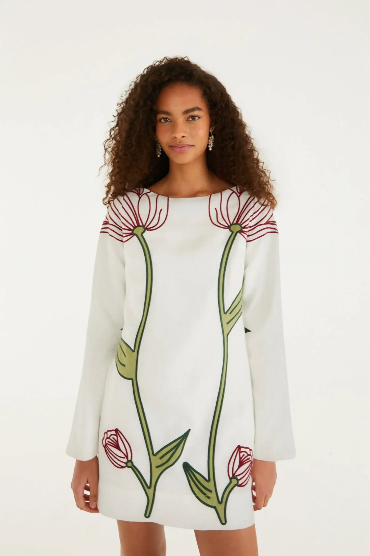 Flower Embroidered Long Sleeve Mini Dress by FARM Rio