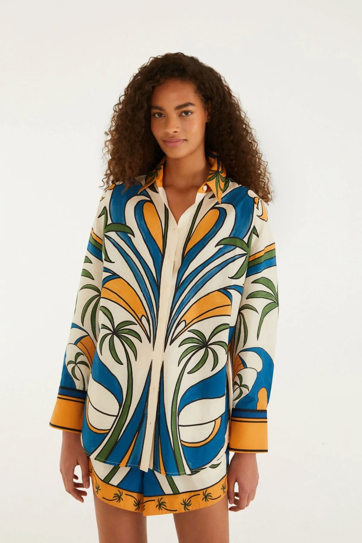 Tropical Graphic Collared Buttoned Shirt by FARM Rio