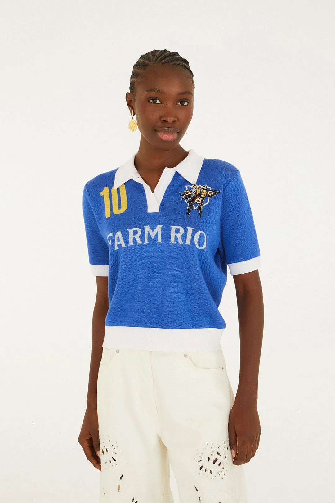 Copa Short Sleeve Knit Polo Shirt by FARM Rio