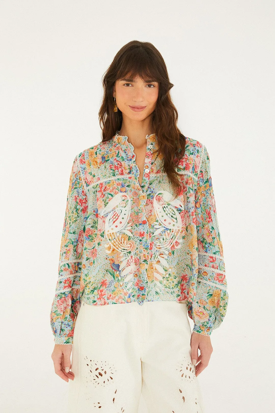 Rendeira Cutwork Long Sleeve Blouse by FARM Rio