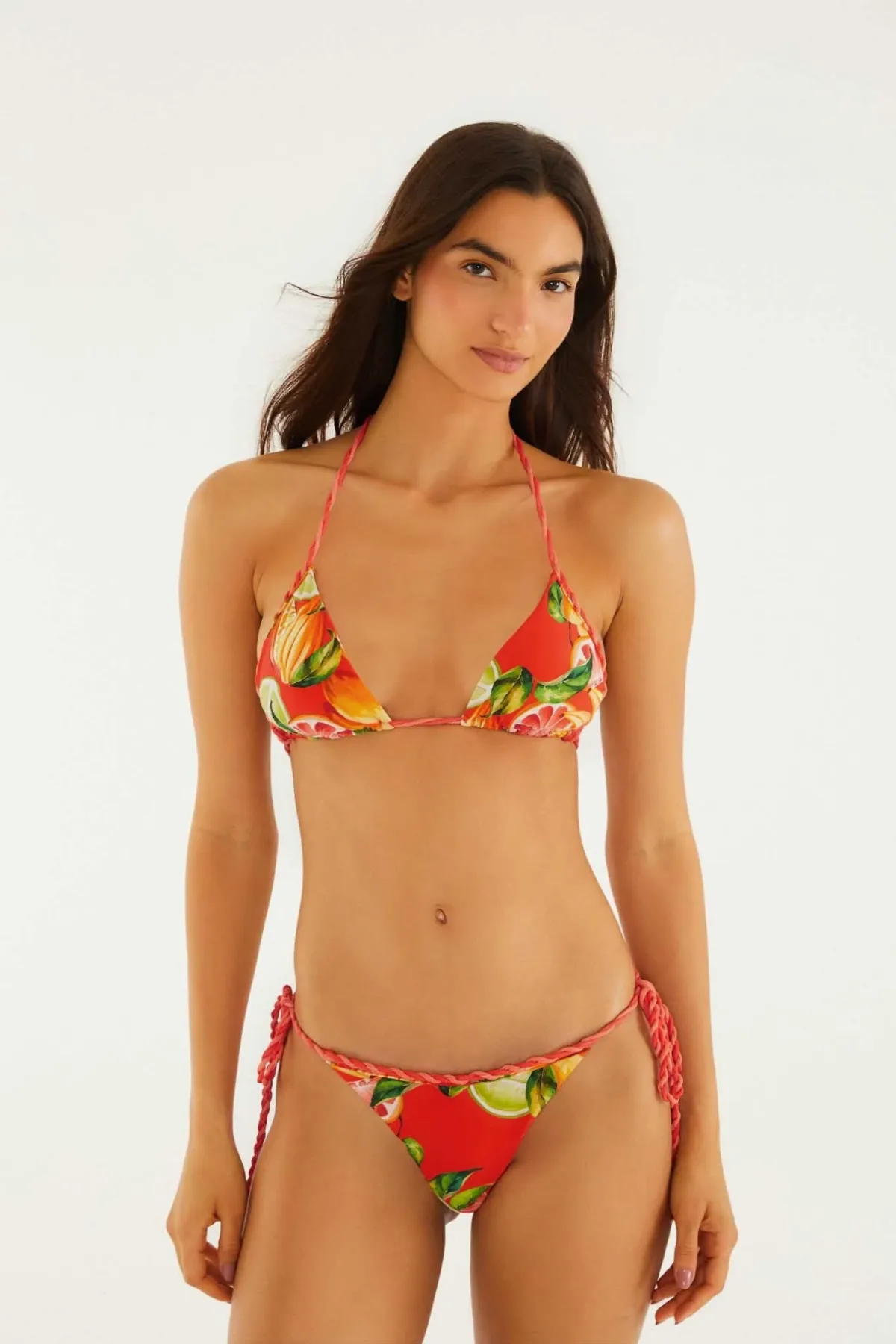 Red Fruits Rope Ties Bikini Bottom by FARM Rio