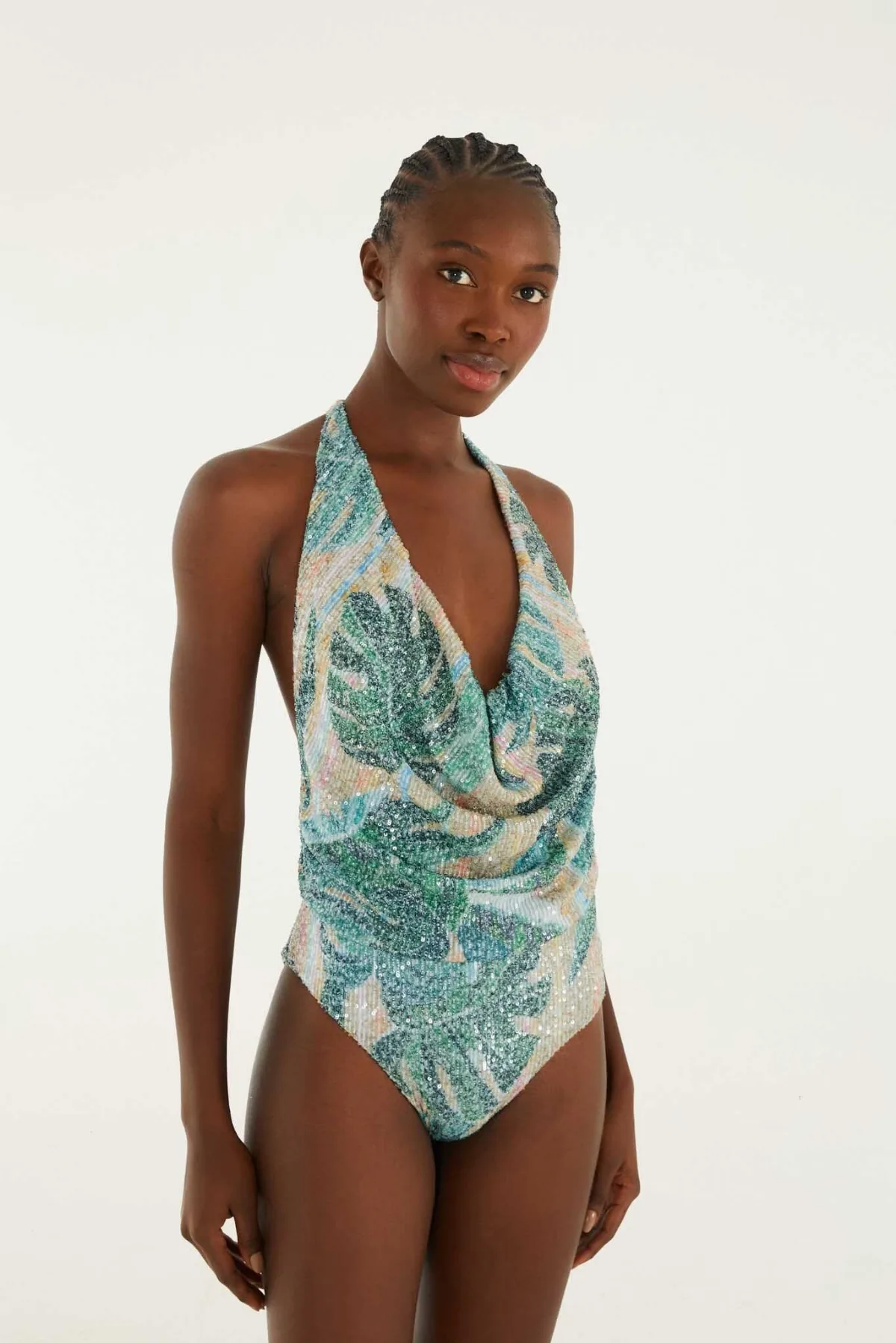 Green Mosaic Sequined One Piece Swimsuit by FARM Rio