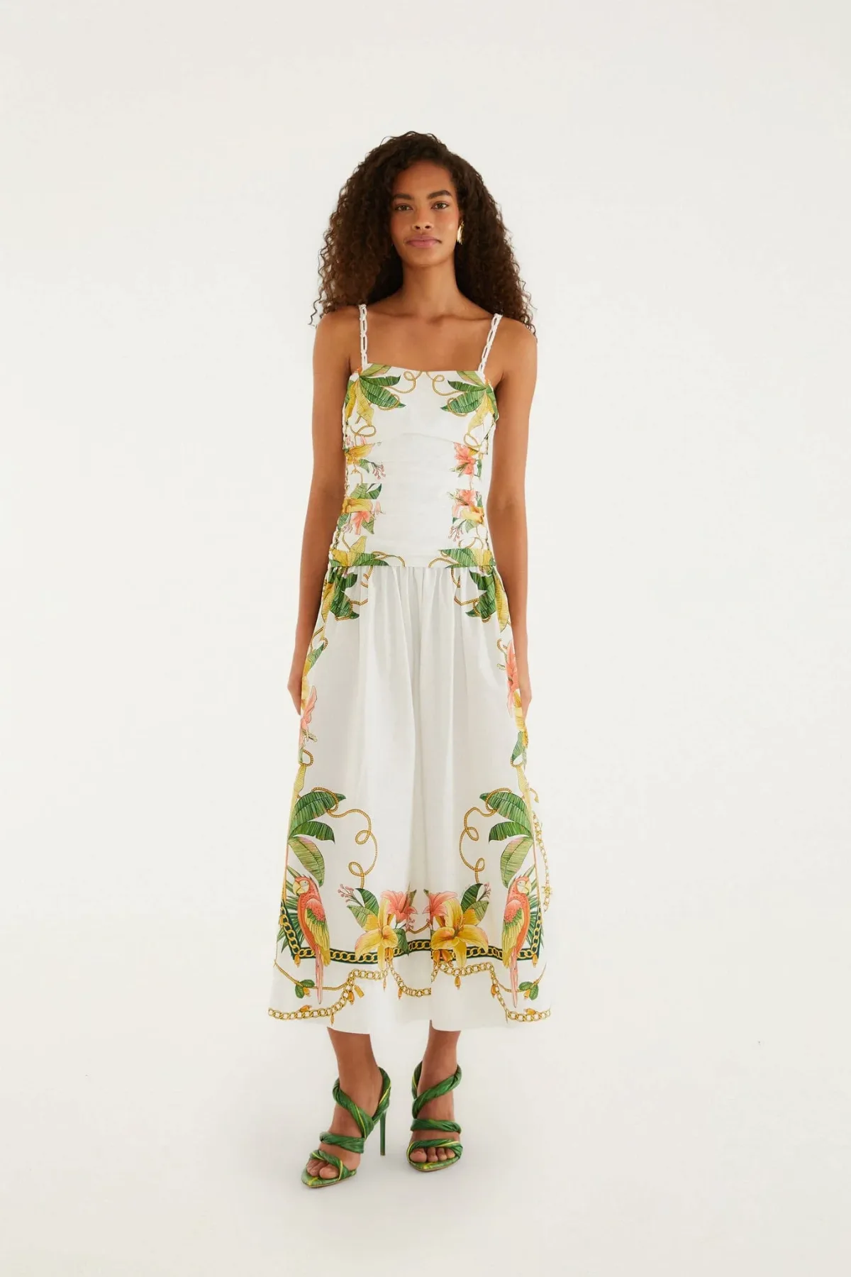 Tropical Royalty Off-White Midi Dress Sleeveless by FARM Rio