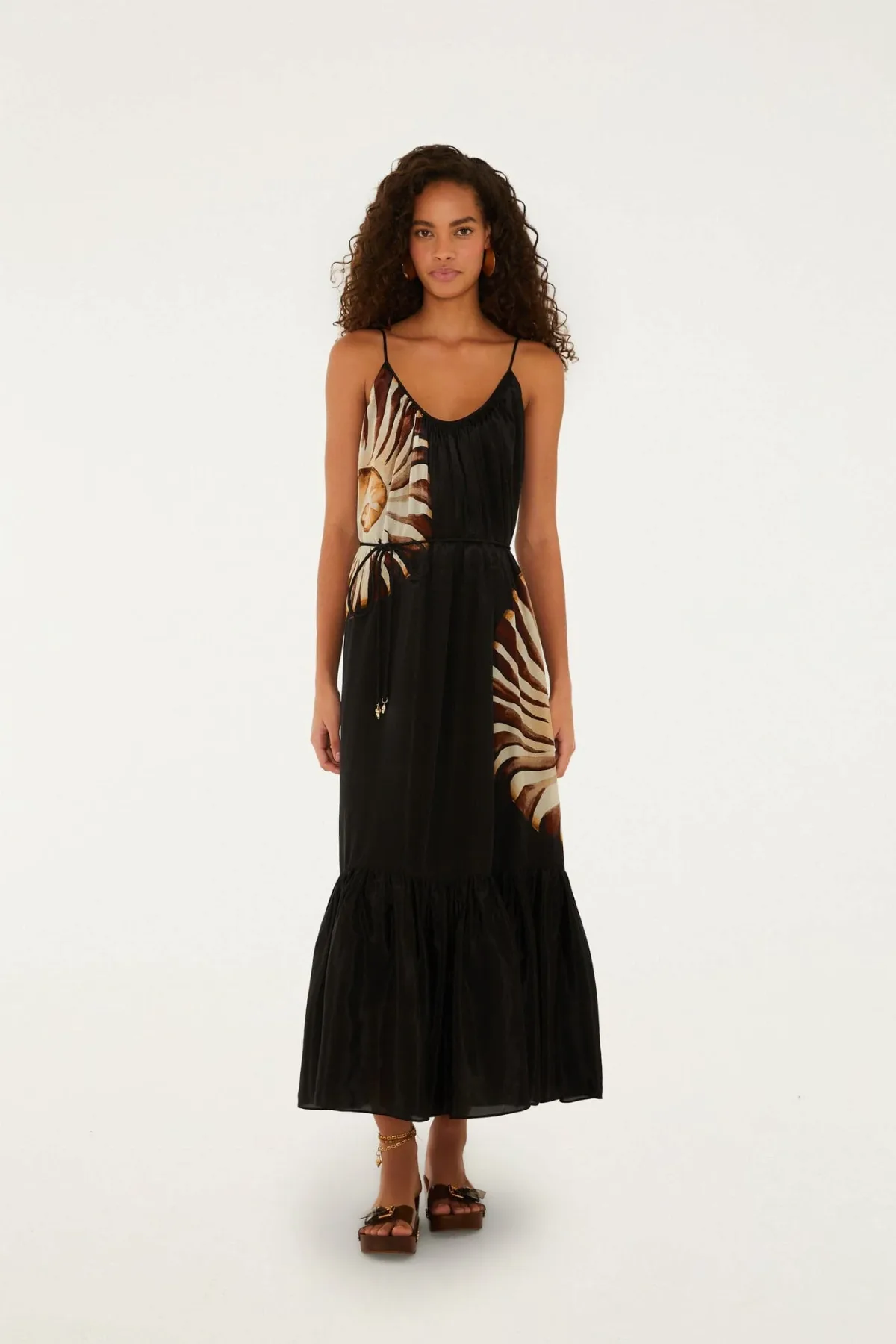 Ammonite Belted Pockets Open Back Maxi Dress by FARM Rio