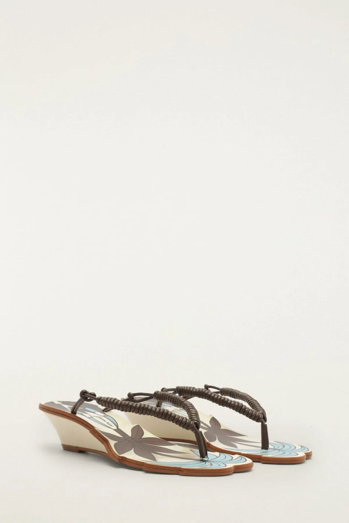 Off-White Palm Tree Cutwork Wedge Sandal by FARM Rio