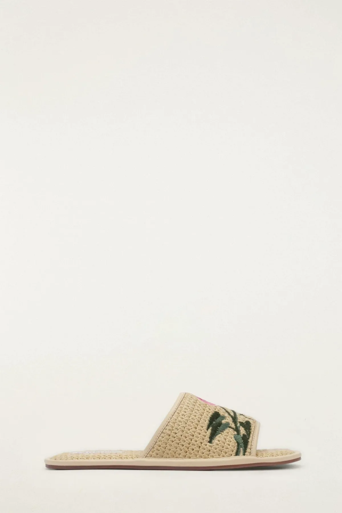 Raffia Farm Hotel Embroidered Slide Sandal, Natural / 5 by FARM Rio