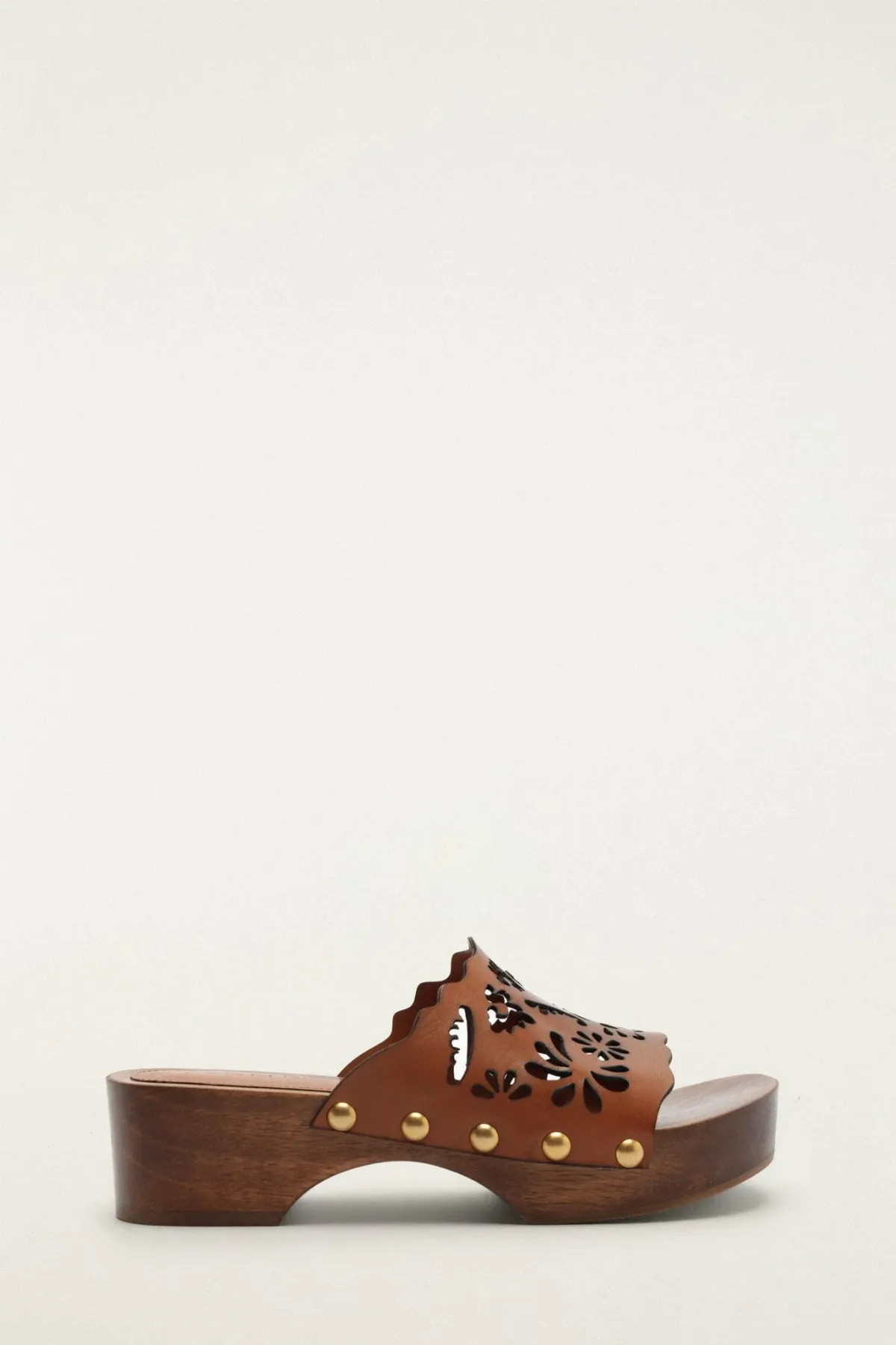 Brown Lace Leather Clog by FARM Rio