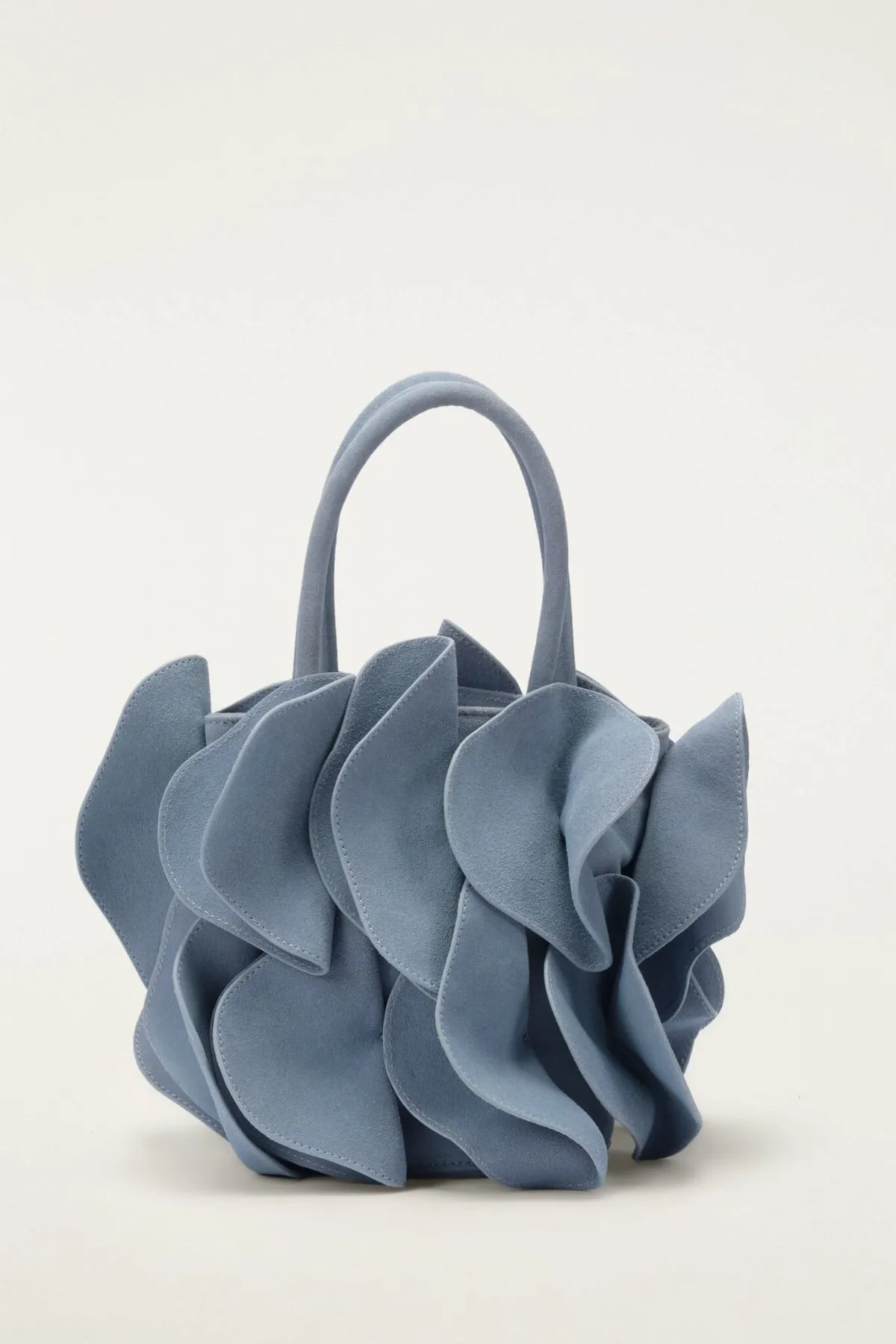 Light Blue Suede Flower Handbag by FARM Rio