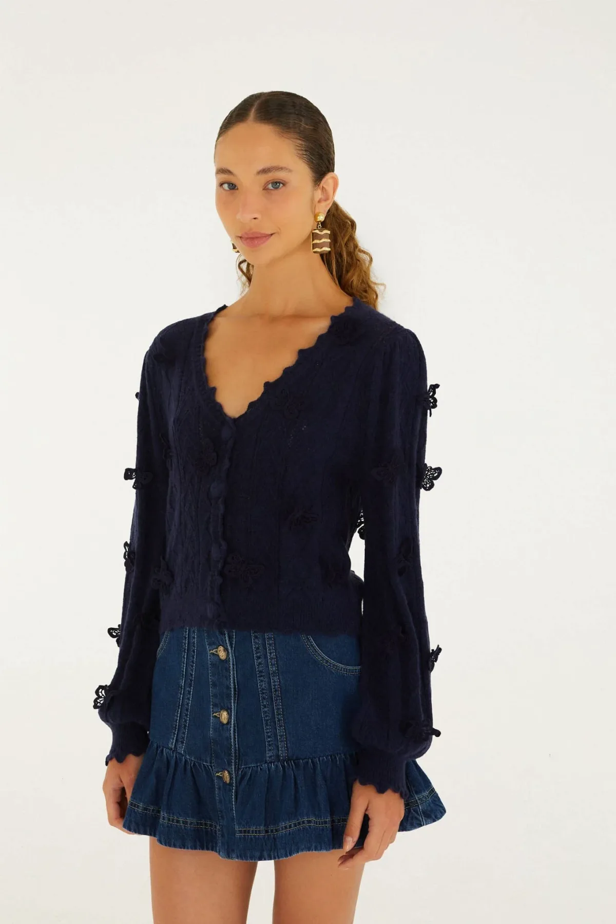 Richelieu 3D Butterflies Knit Cardigan by FARM Rio
