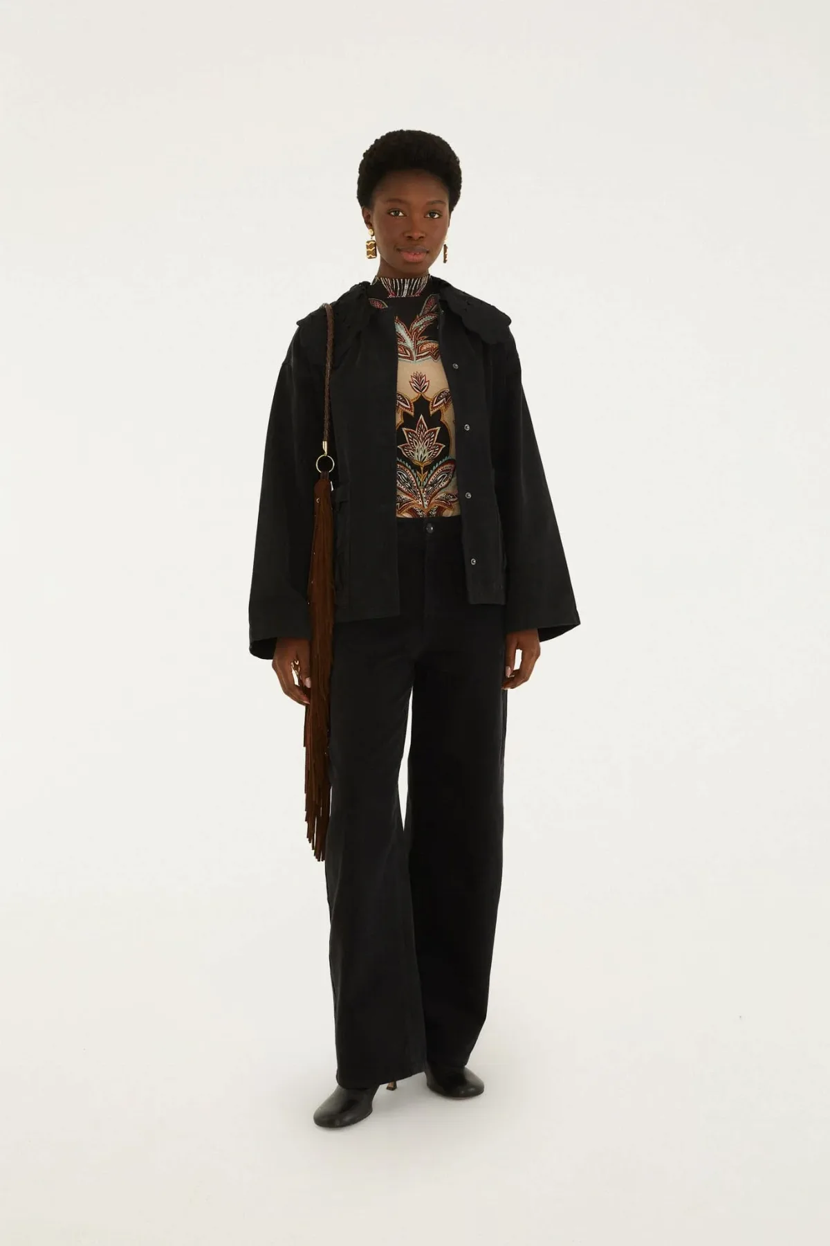 Black Richelieu Denim Trousers by FARM Rio