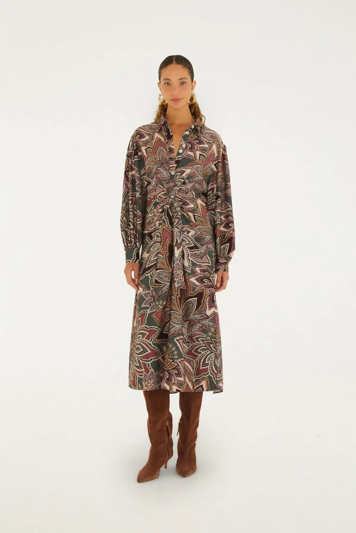 Tapestry Flowers Belted Midi Dress by FARM Rio