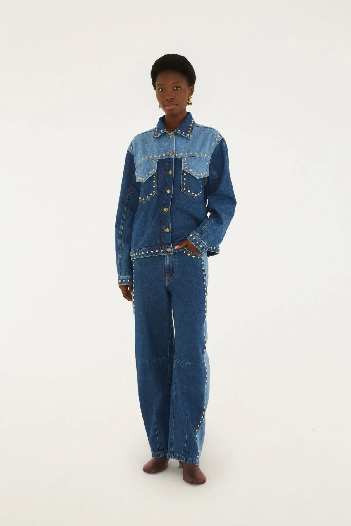 Details Studs Metal Denim Pants, DENIM / 23 by FARM Rio