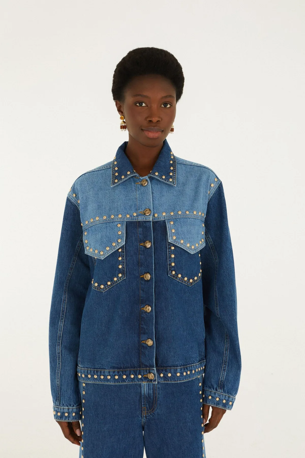 Studded Metal Denim Jacket by FARM Rio