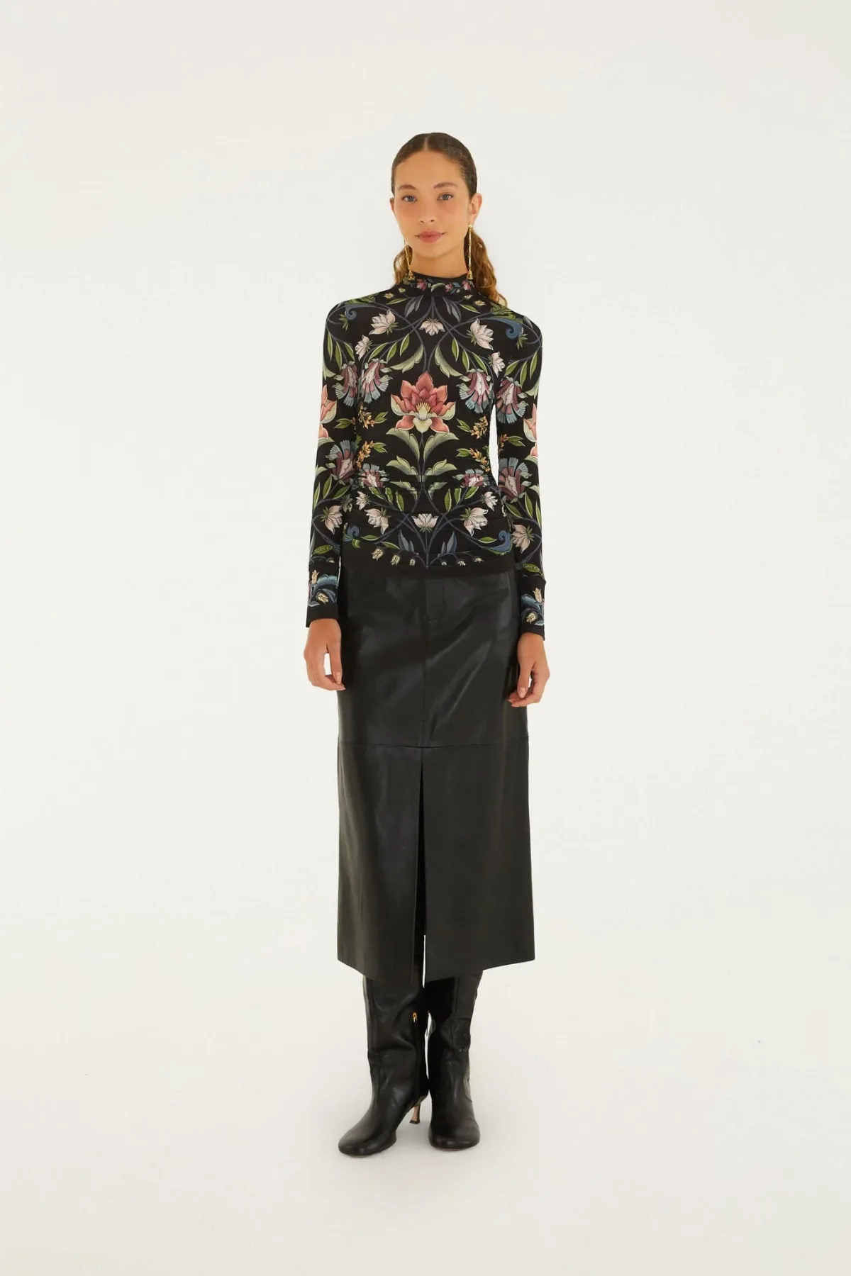 Natalia Long Sleeve Jersey Blouse, Natalia BLACK / by FARM Rio