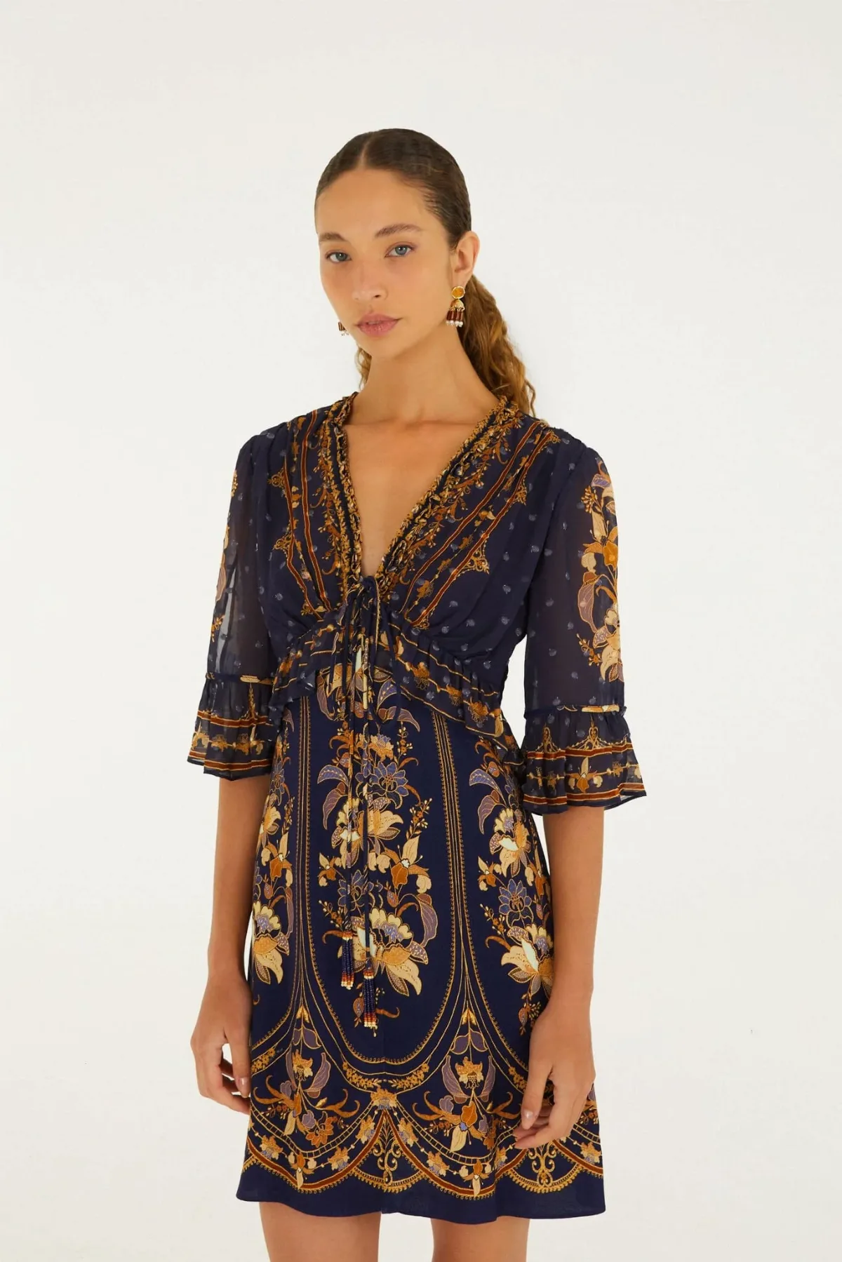 Liz Ruffled Short Sleeve Mini Dress by FARM Rio