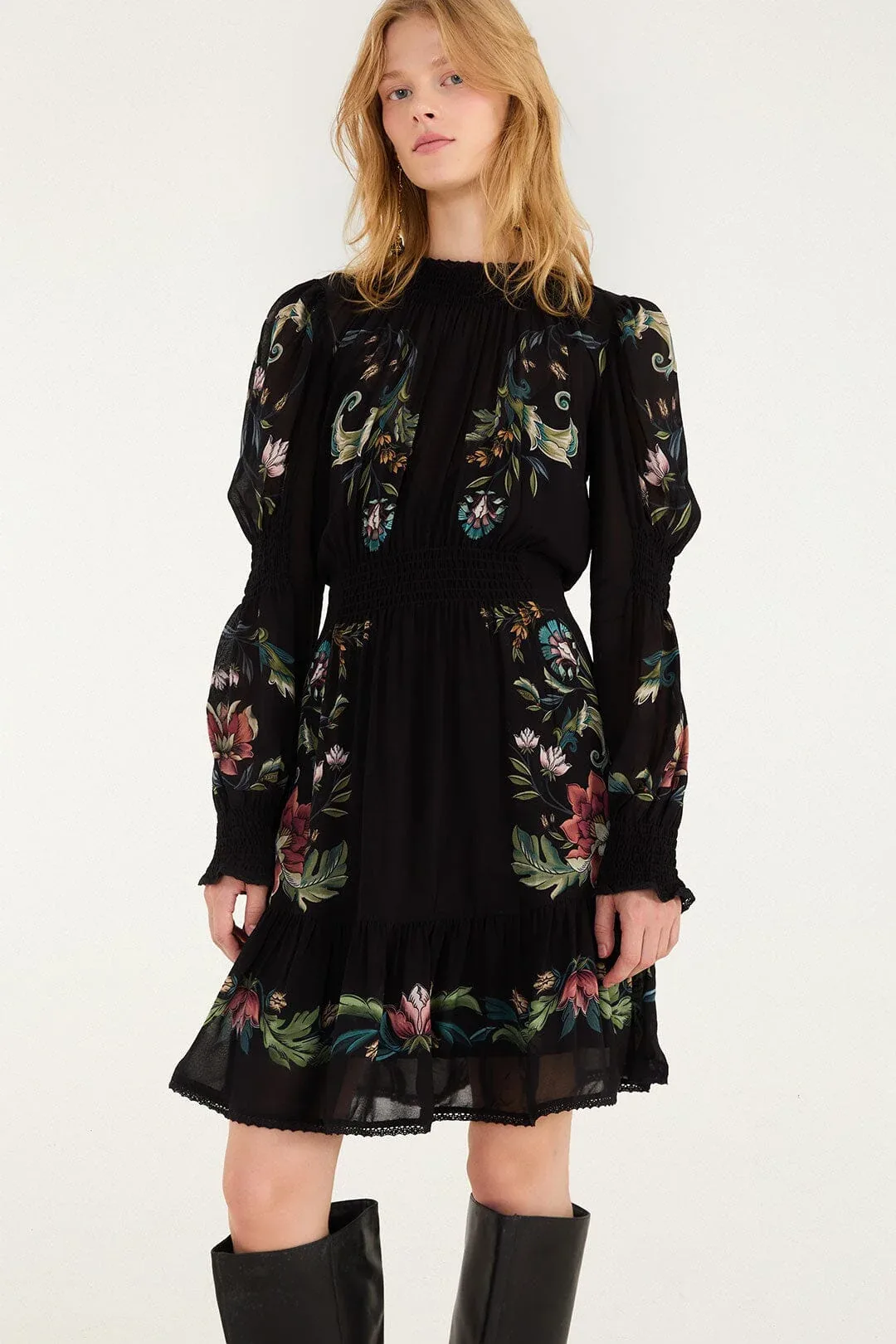 Natalia Lace Long Sleeve Mini Dress by FARM Rio