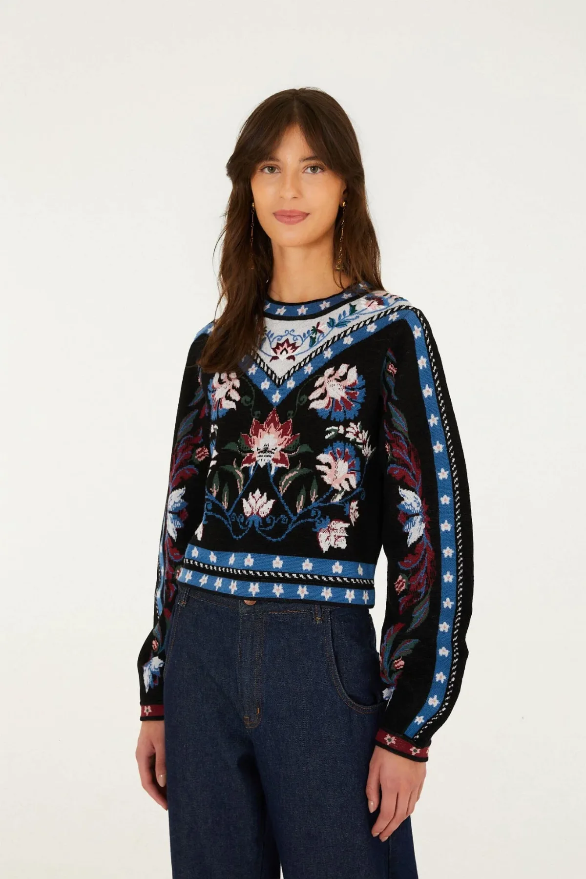 Natalia Crew Neck Knit Sweater, Natalia Burgundy / by FARM Rio
