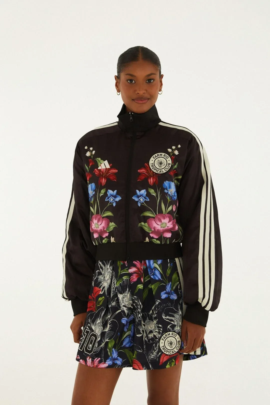 Ainika Floral Black Adidas Track Top by FARM Rio