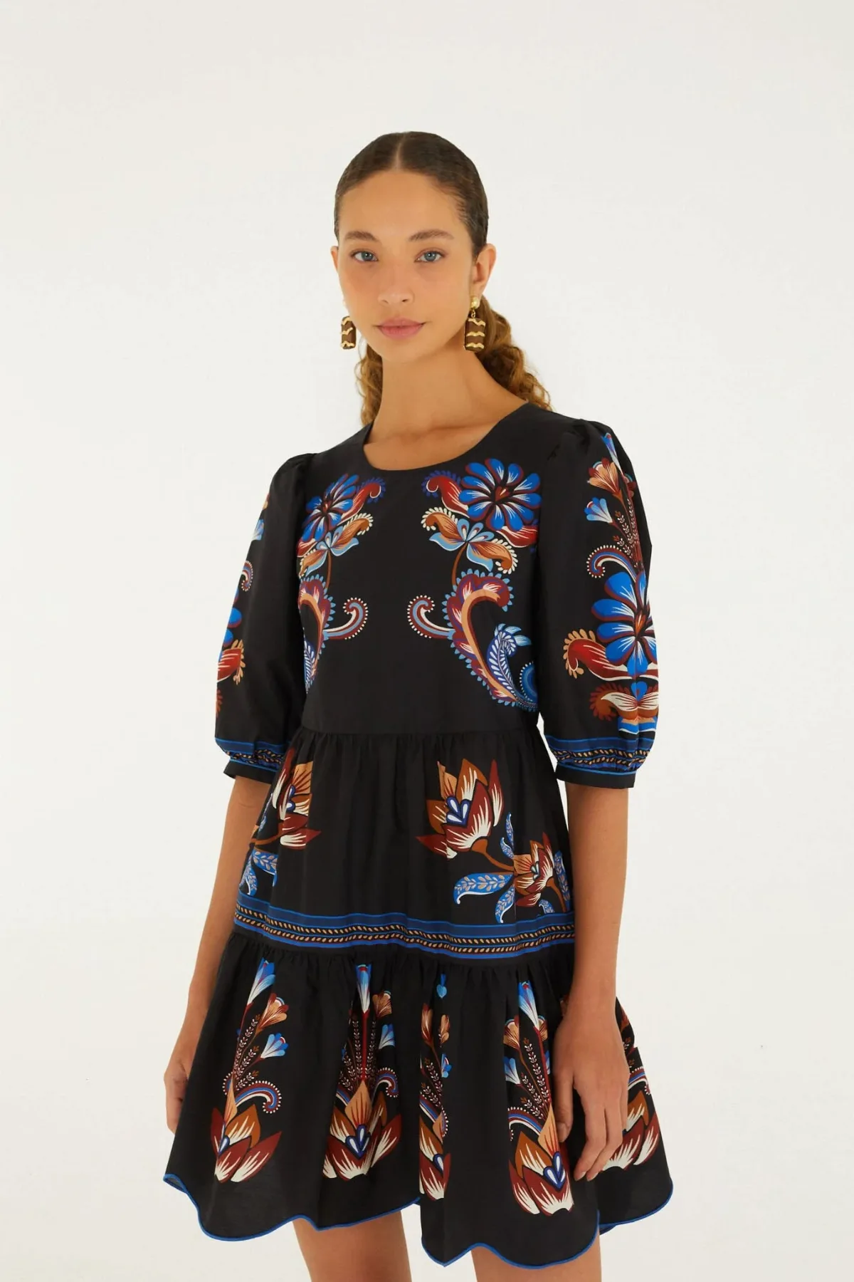 Energy Floral Ruffled Hem Mini Dress by FARM Rio