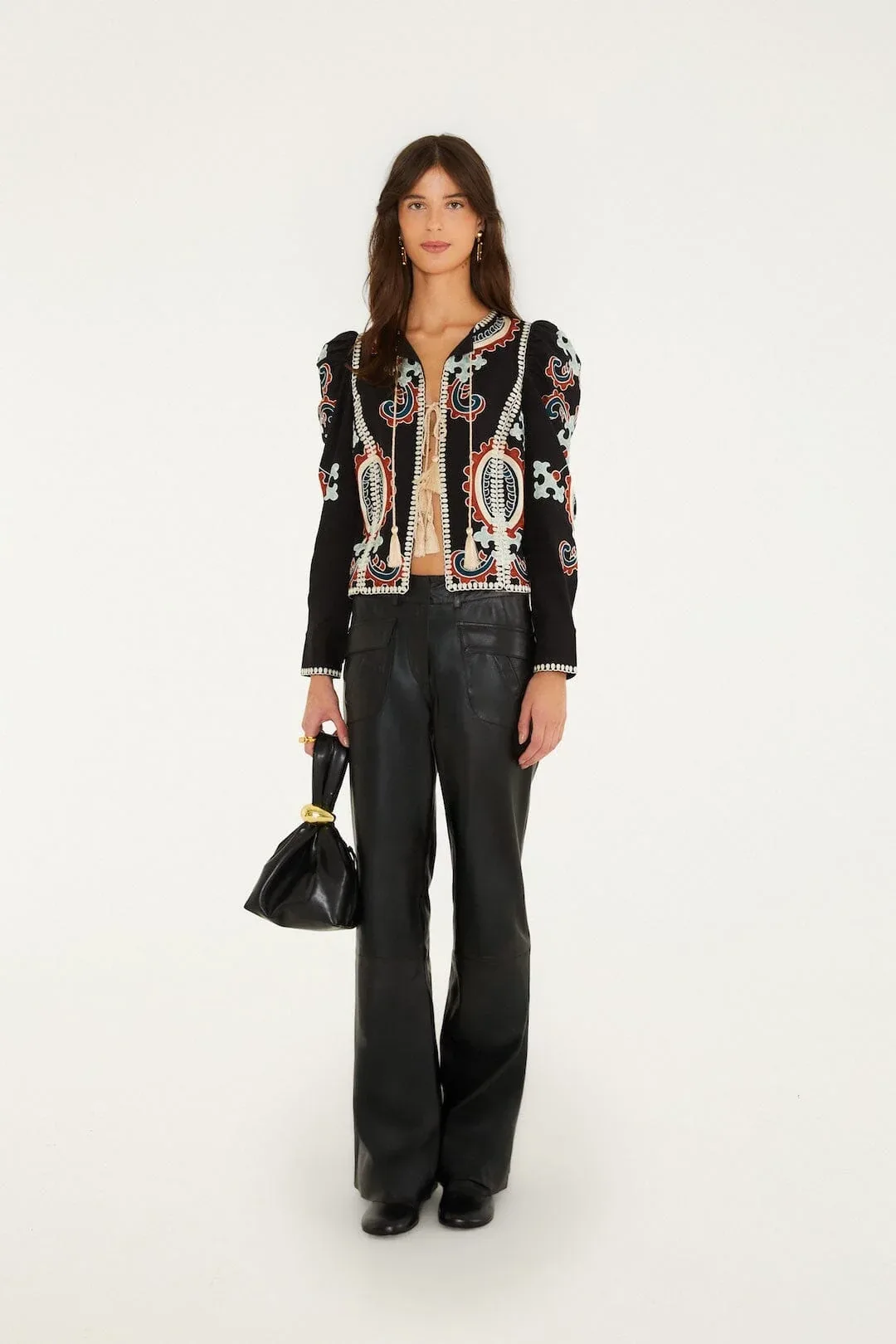 Riveted Wide-Leg Leather Trousers by FARM Rio