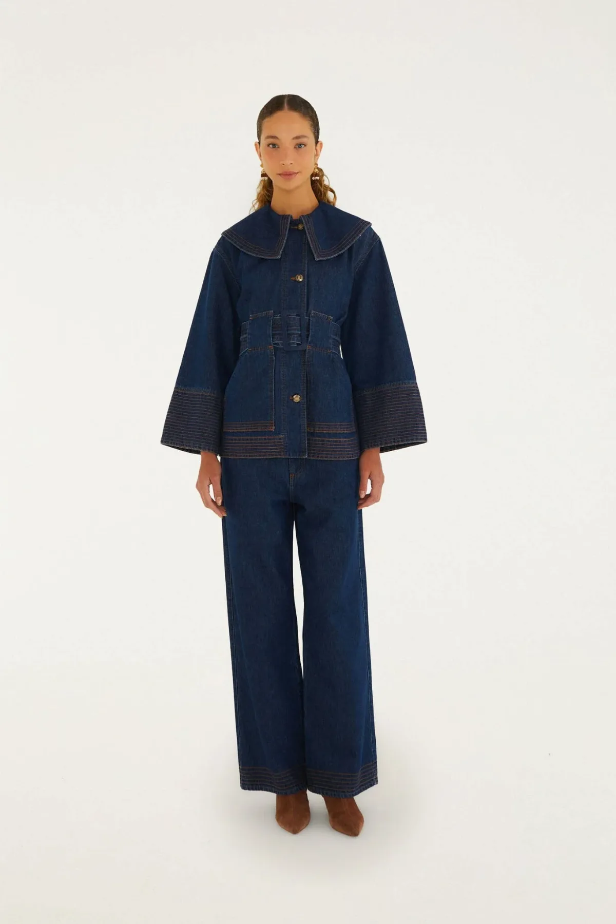 Wide-Leg Denim Trousers by FARM Rio
