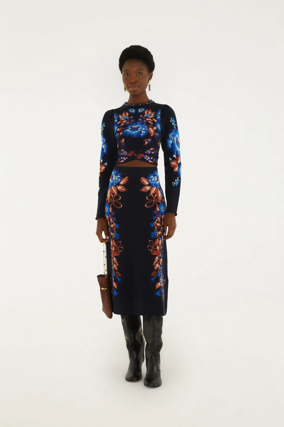 Bow Garden Knit Midi Skirt by FARM Rio