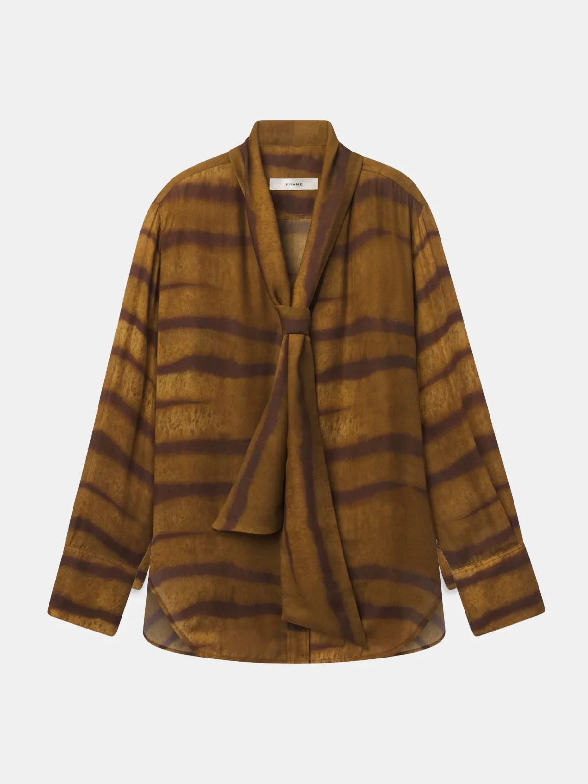 The Silk Oversized Tie Shirt Light Tiger Multi by FRAME