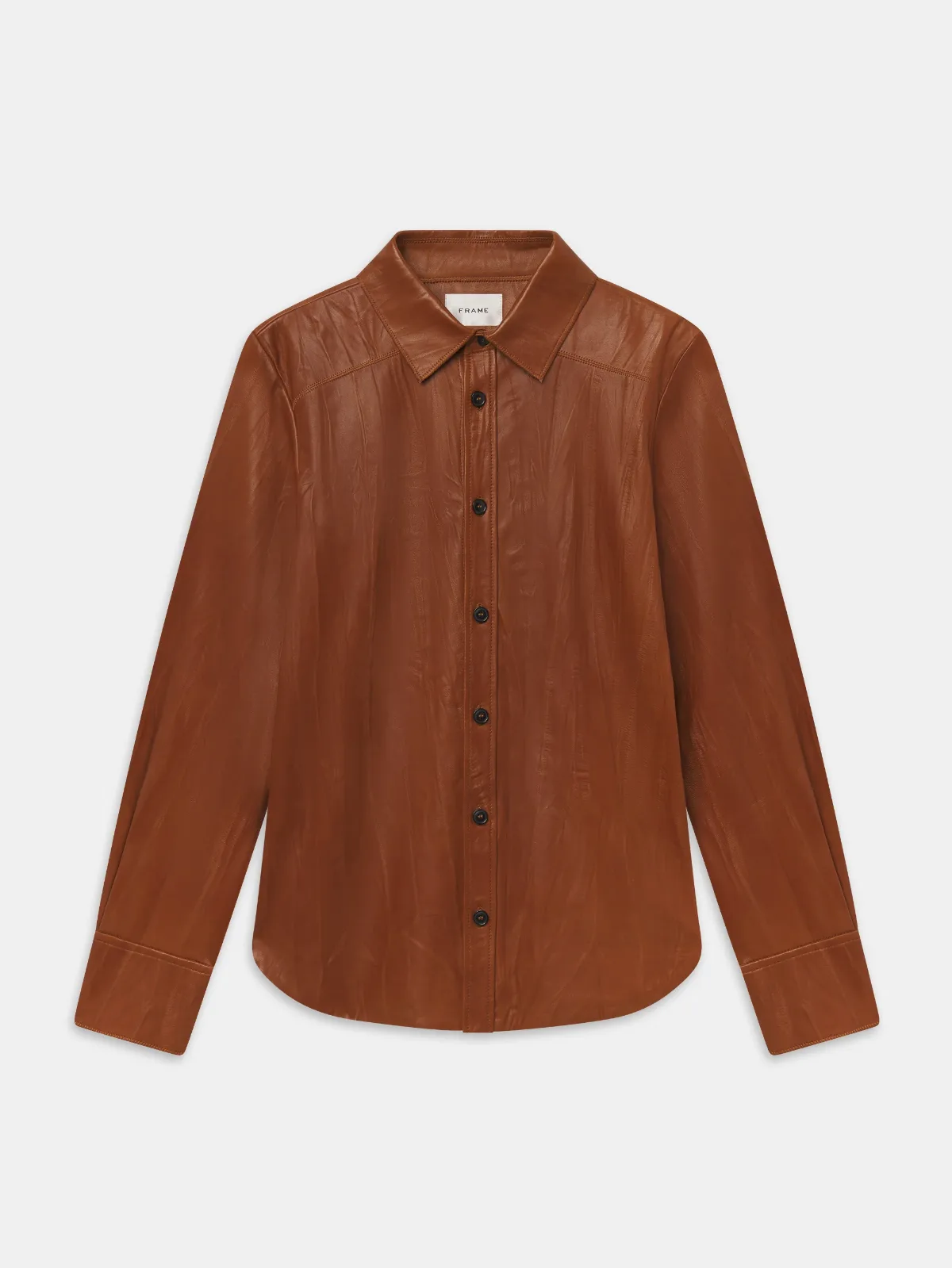The Crinkled Leather Studio Shirt Camel
