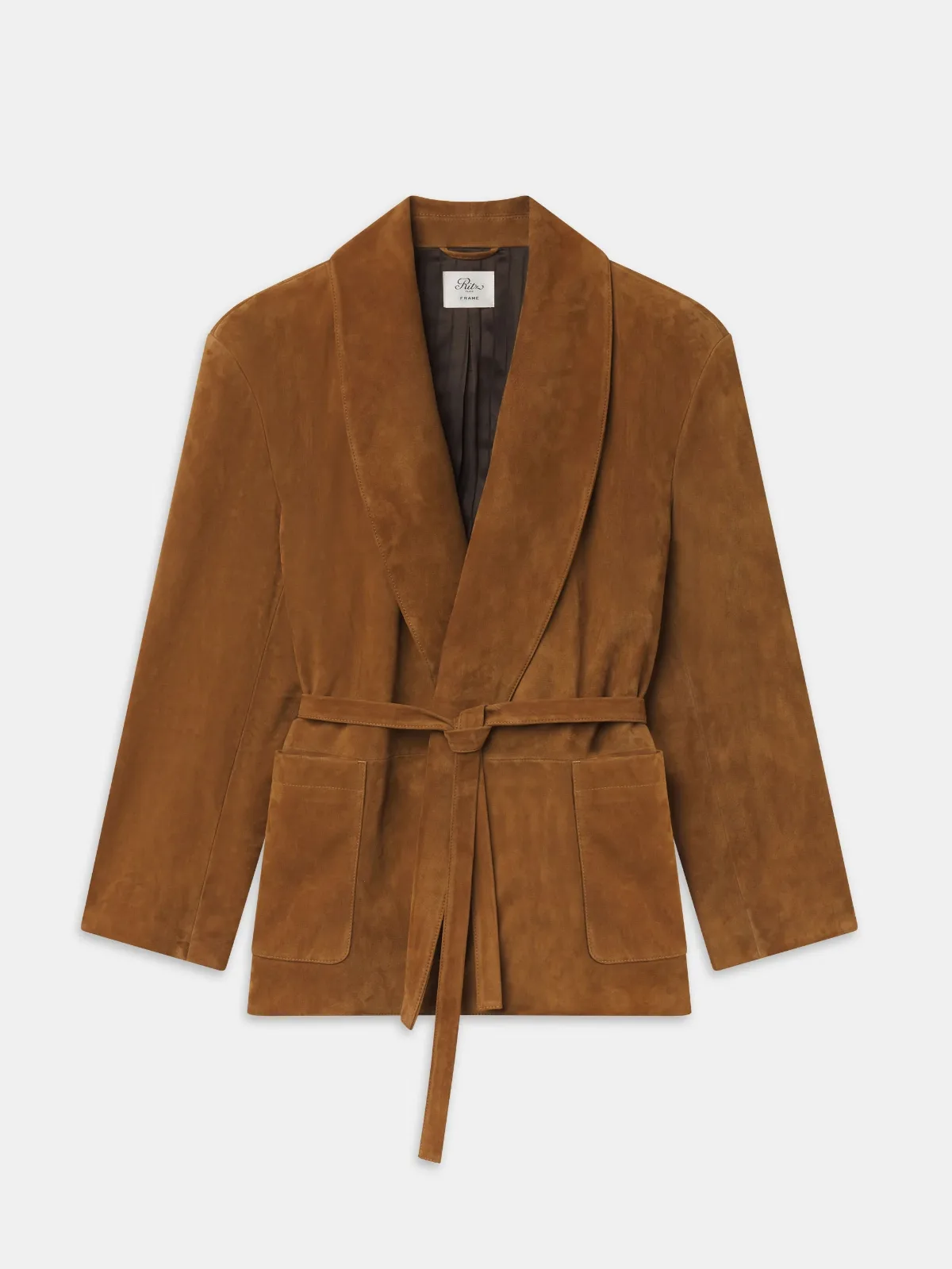 The Ritz Suede Smoking Jacket Tan Brown by FRAME