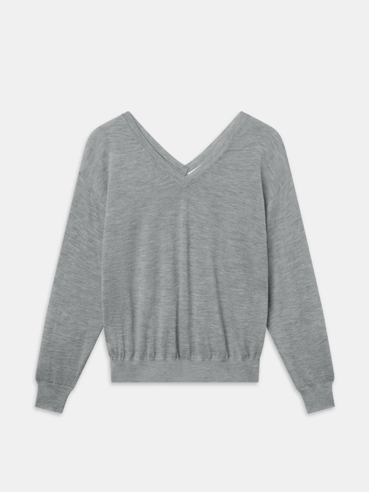 The Cashmere V Neck Sweater Heather Grey by FRAME