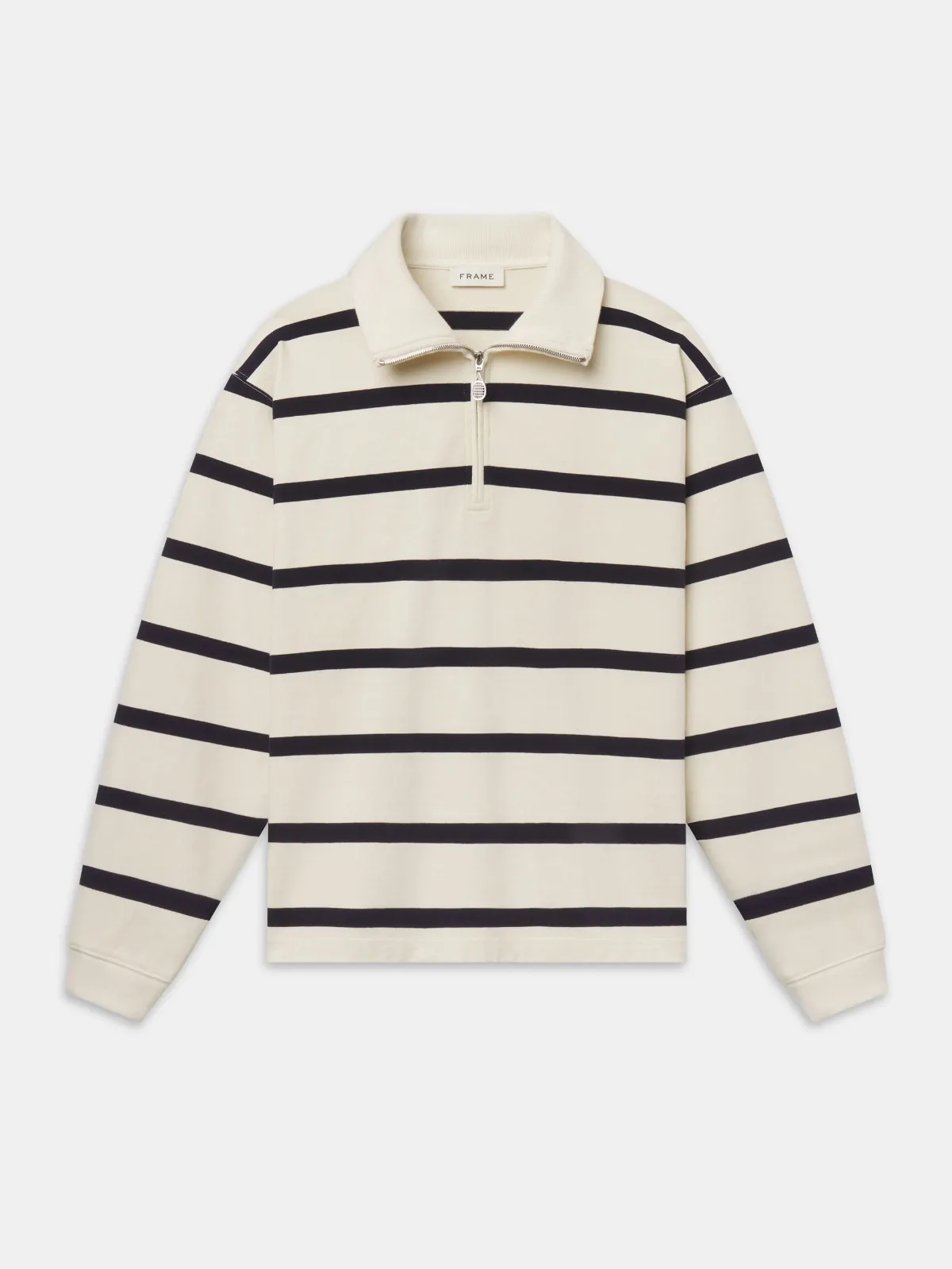 Striped Half-Zip Sweatshirt Navy Stripe Multi by FRAME