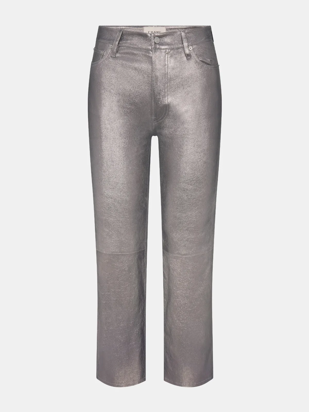Le Sleek Straight Leather Pants Broken Mirror by FRAME