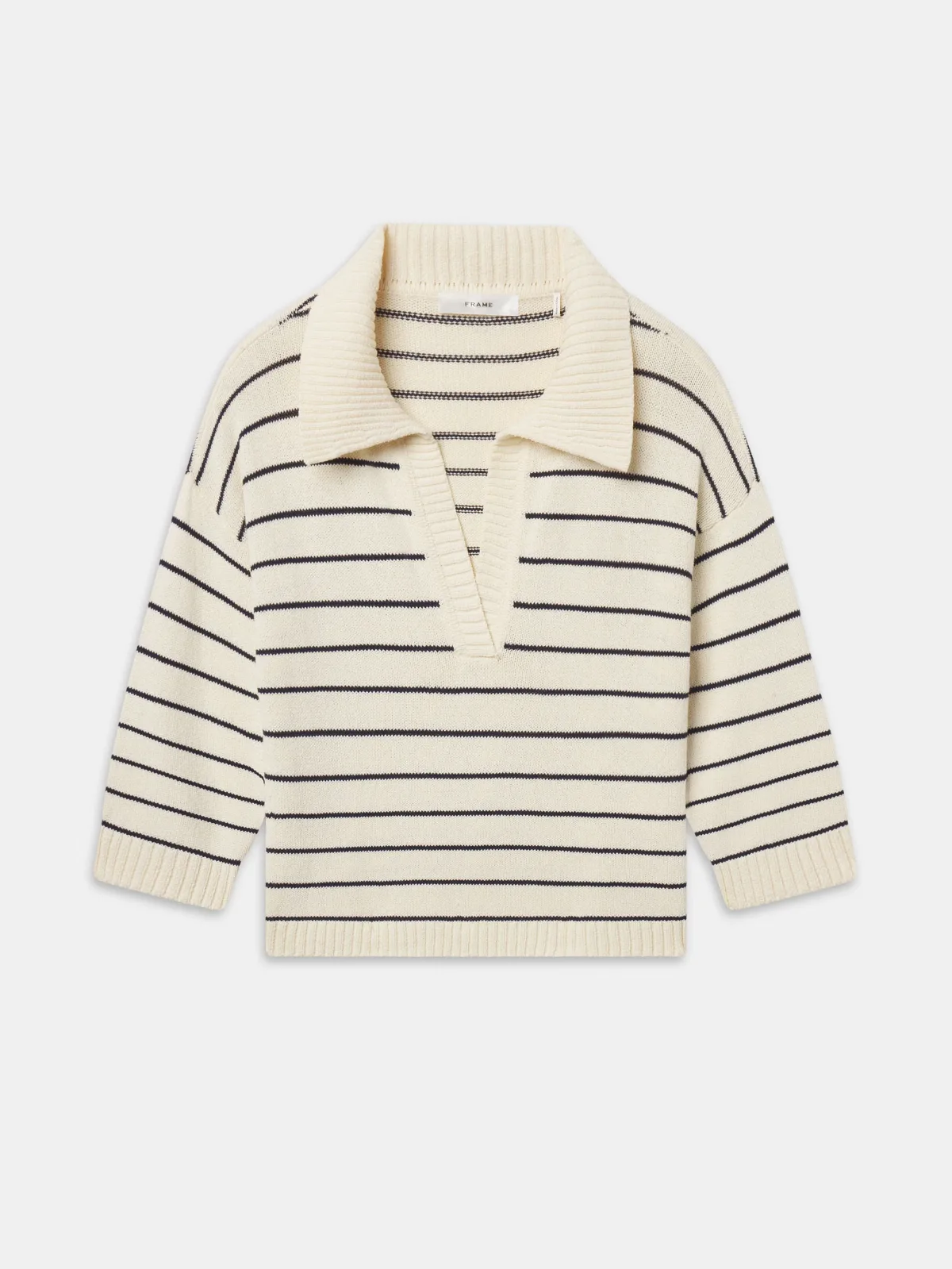 The Striped Easy Pullover Cream Multi by FRAME