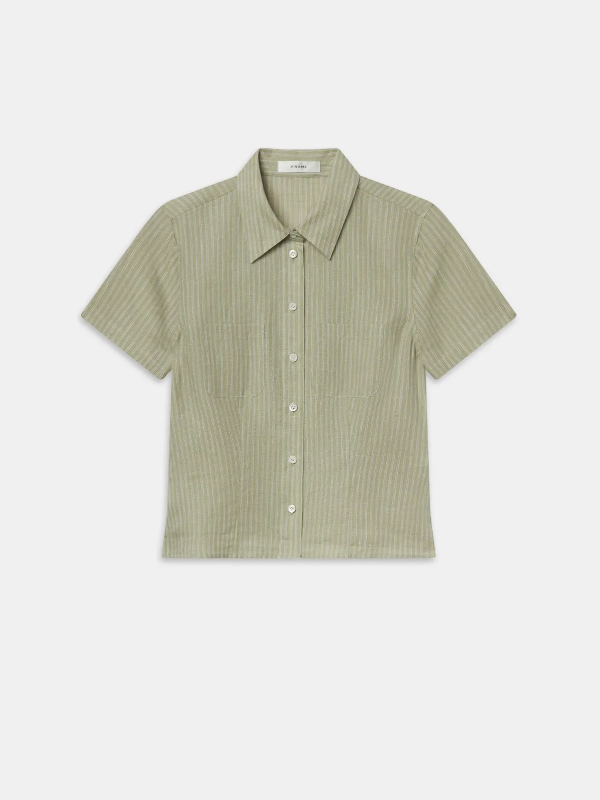 The Linen Seaside Shirt Sage Multi by FRAME
