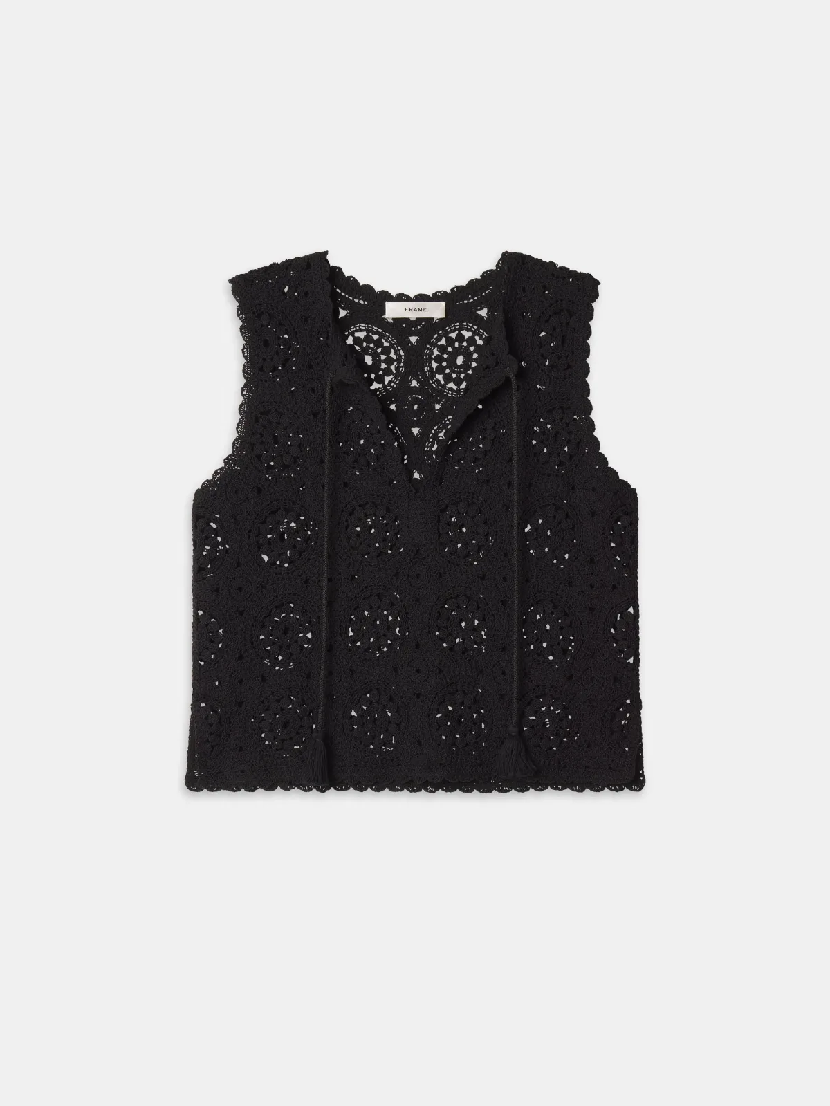 The Crochet Tassel Popover Top by FRAME