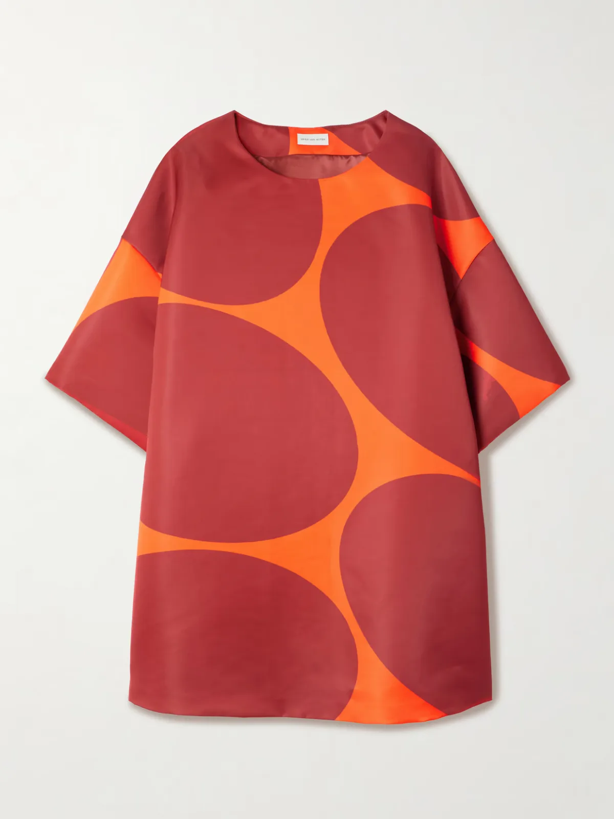 - Oversized Printed Taffeta Mini Dress - by Dries Van Noten