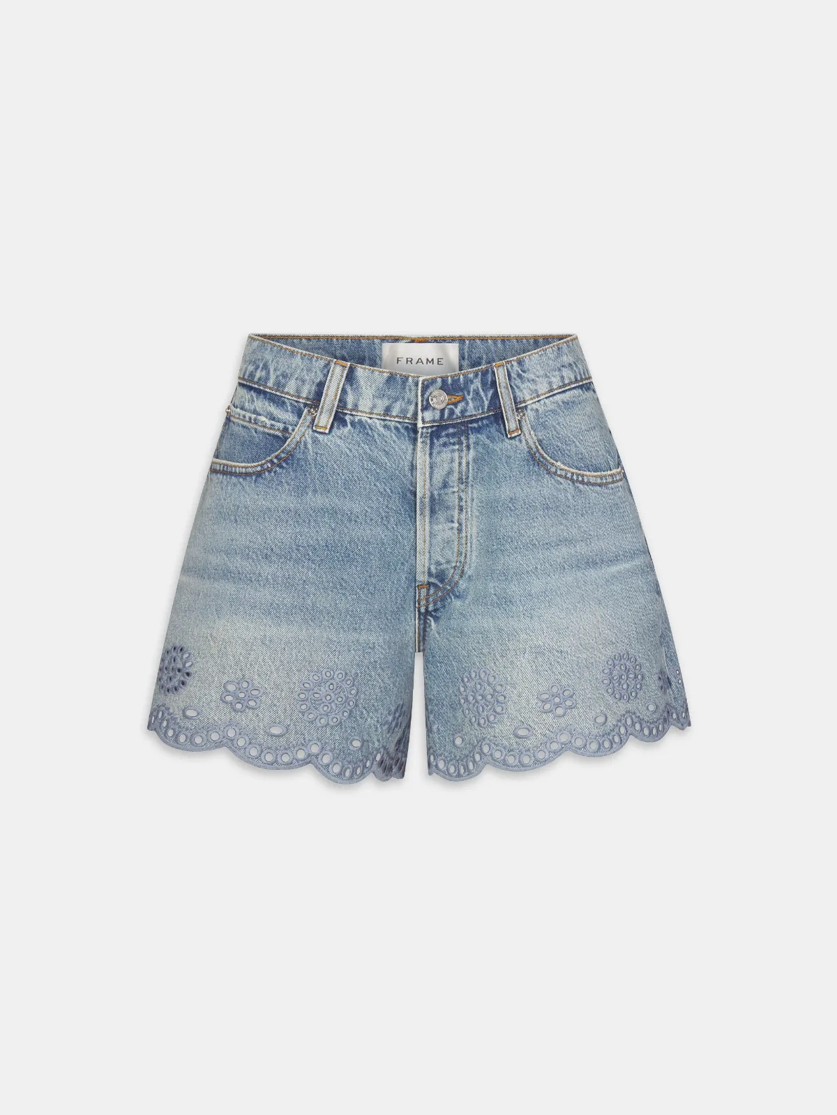 The Eyelet Hang Shorts Long Jeans by FRAME