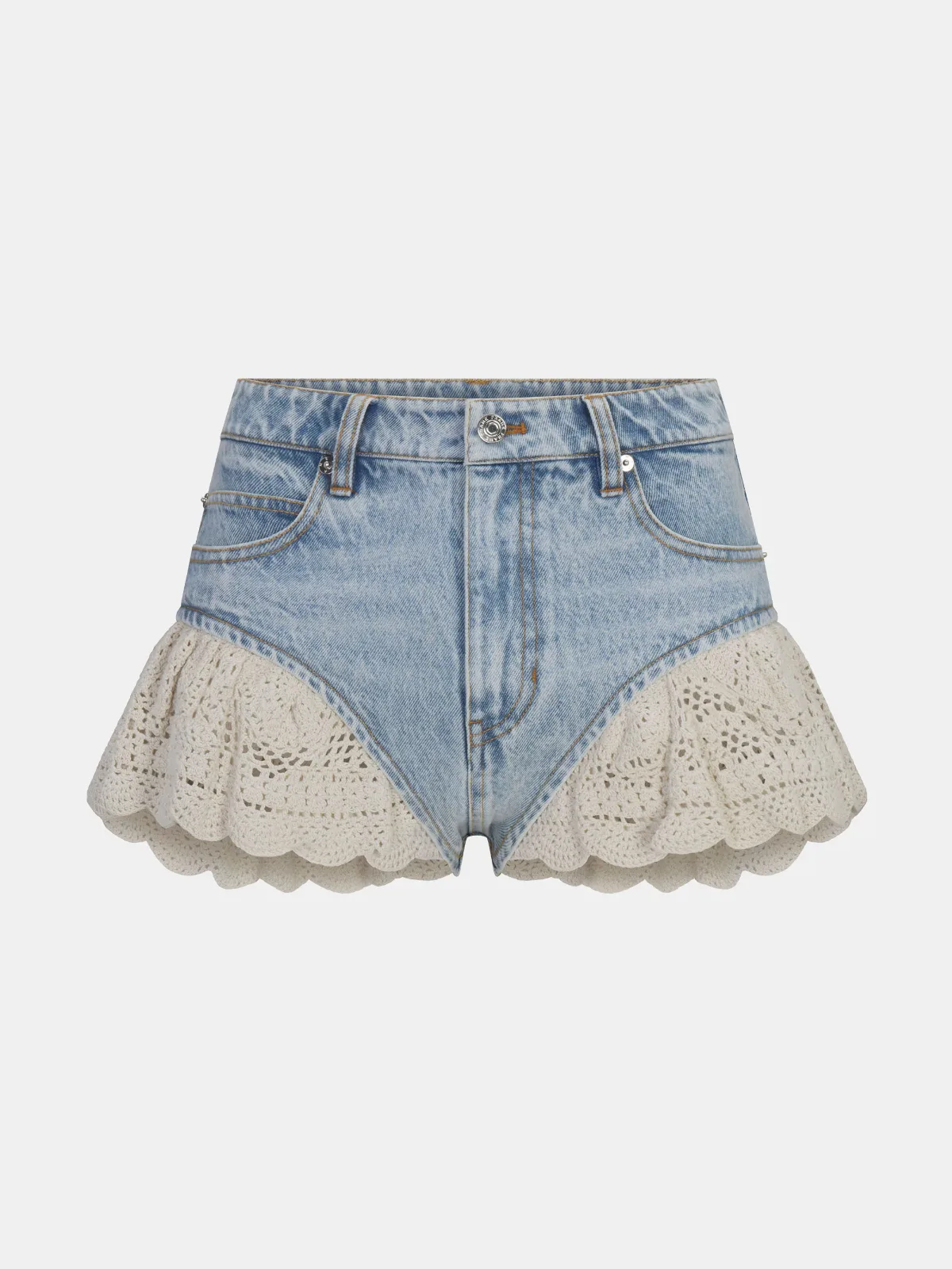 The Crochet Ruffle Shorts Jeans Outlaw by FRAME