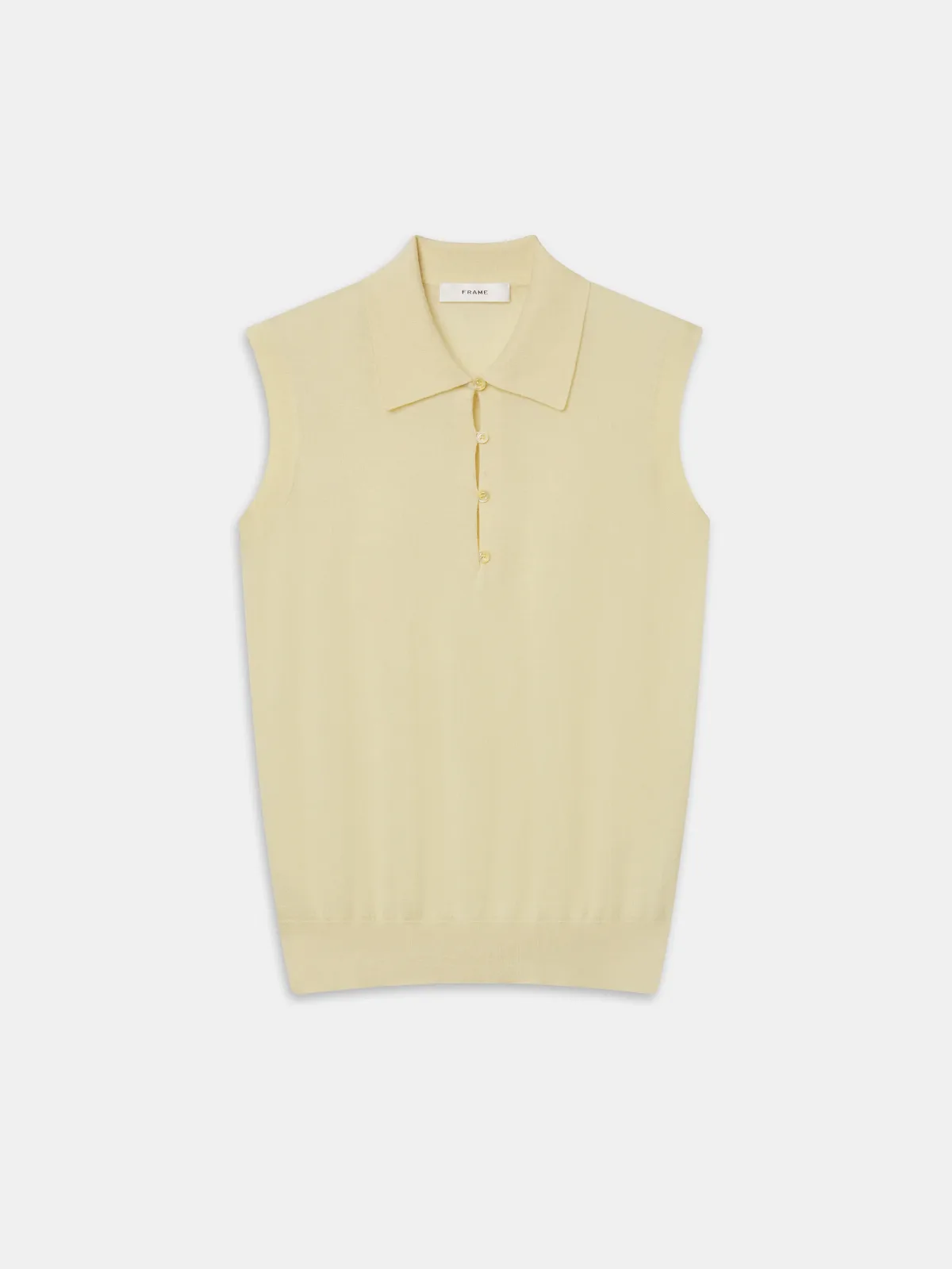 The Cashmere Sleeveless Polo Lemon by FRAME